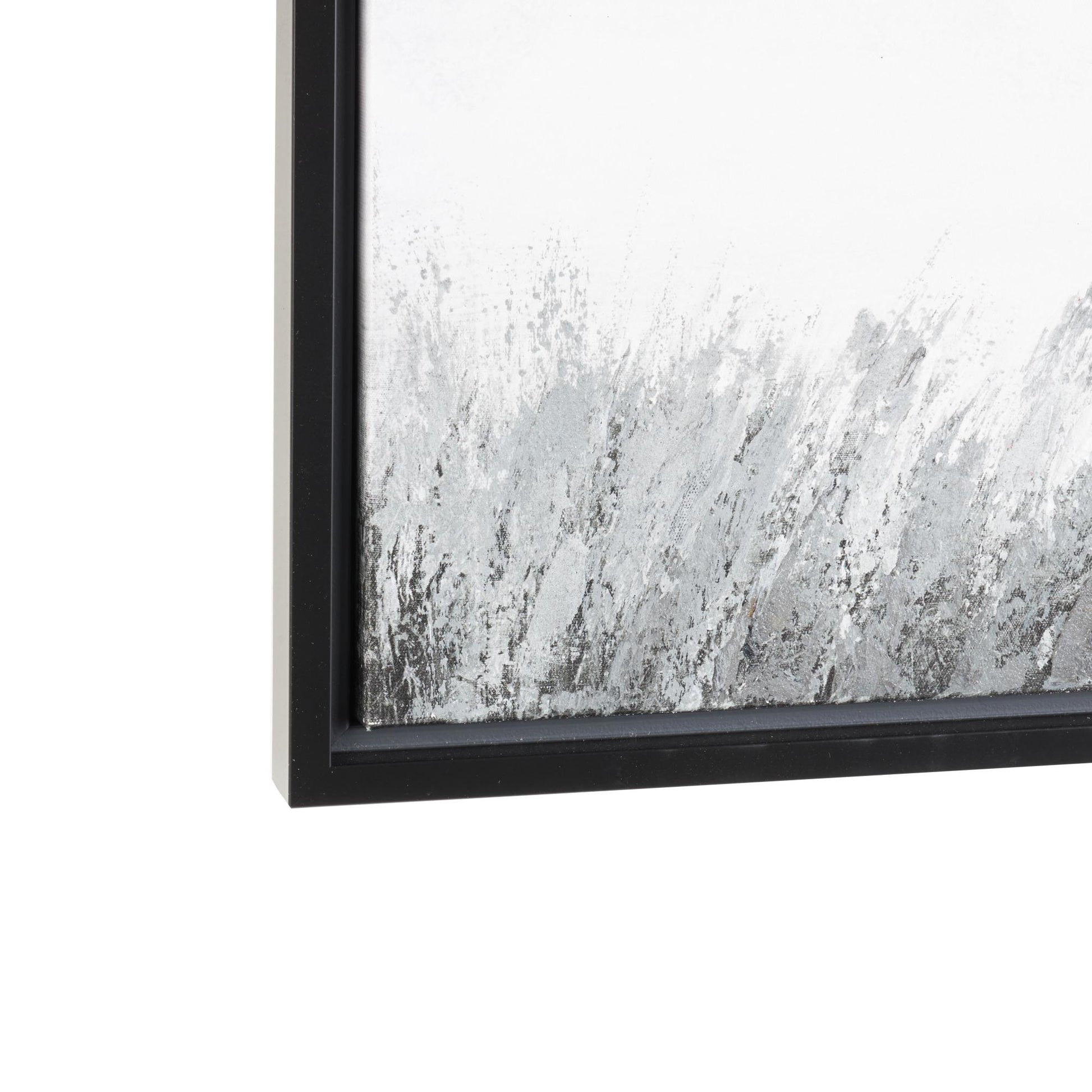 Landscape Gray Canvas Neutral Toned Lake and Mountain Living Room Framed Wall Art with Black Frame