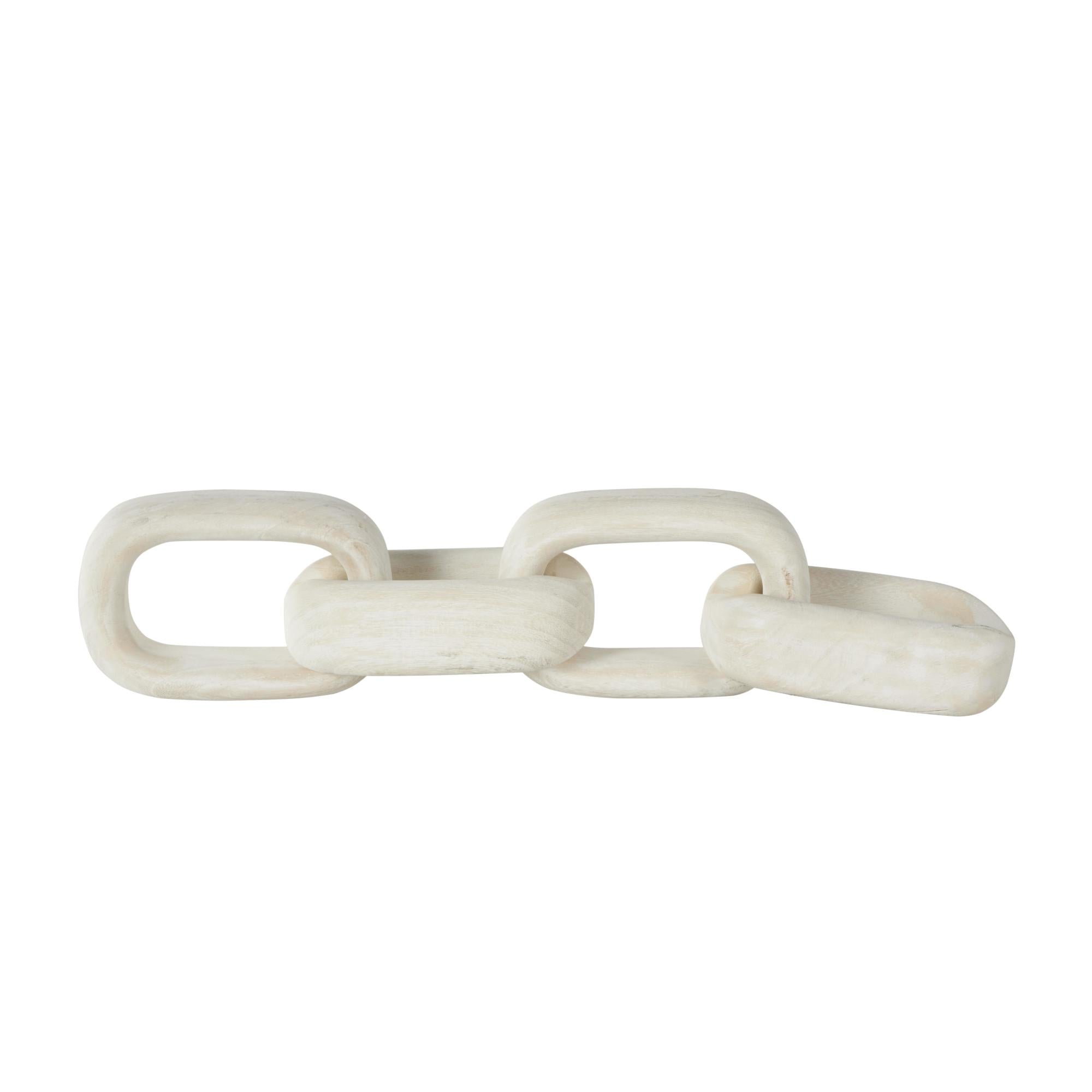 Chain Cream Wood 4 Link Decorative Sculpture with Natural Wood Grains