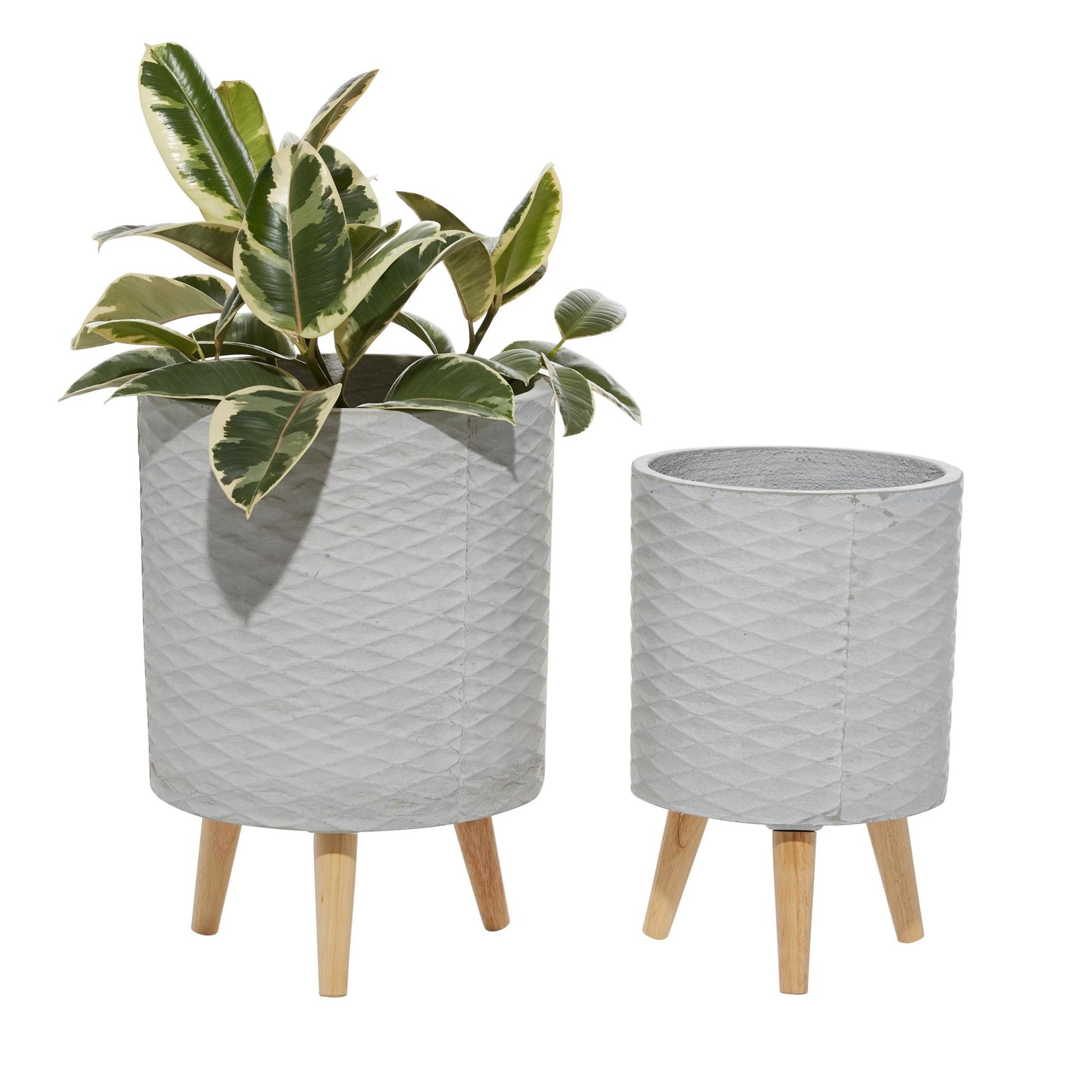 Set of 2 Gray Ceramic Planter
