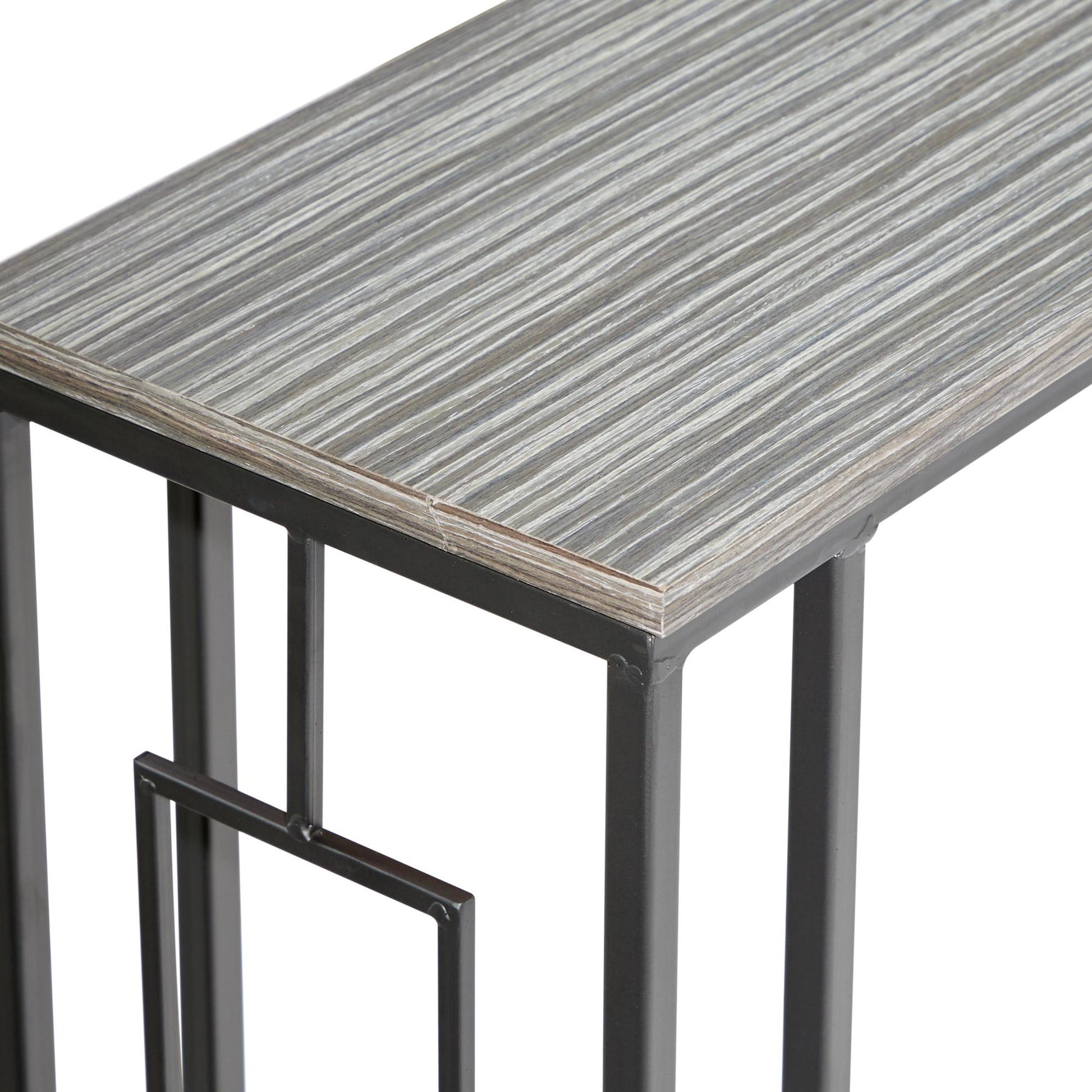 Metal C-Shaped Side End Accent Table with Black Metal Base
