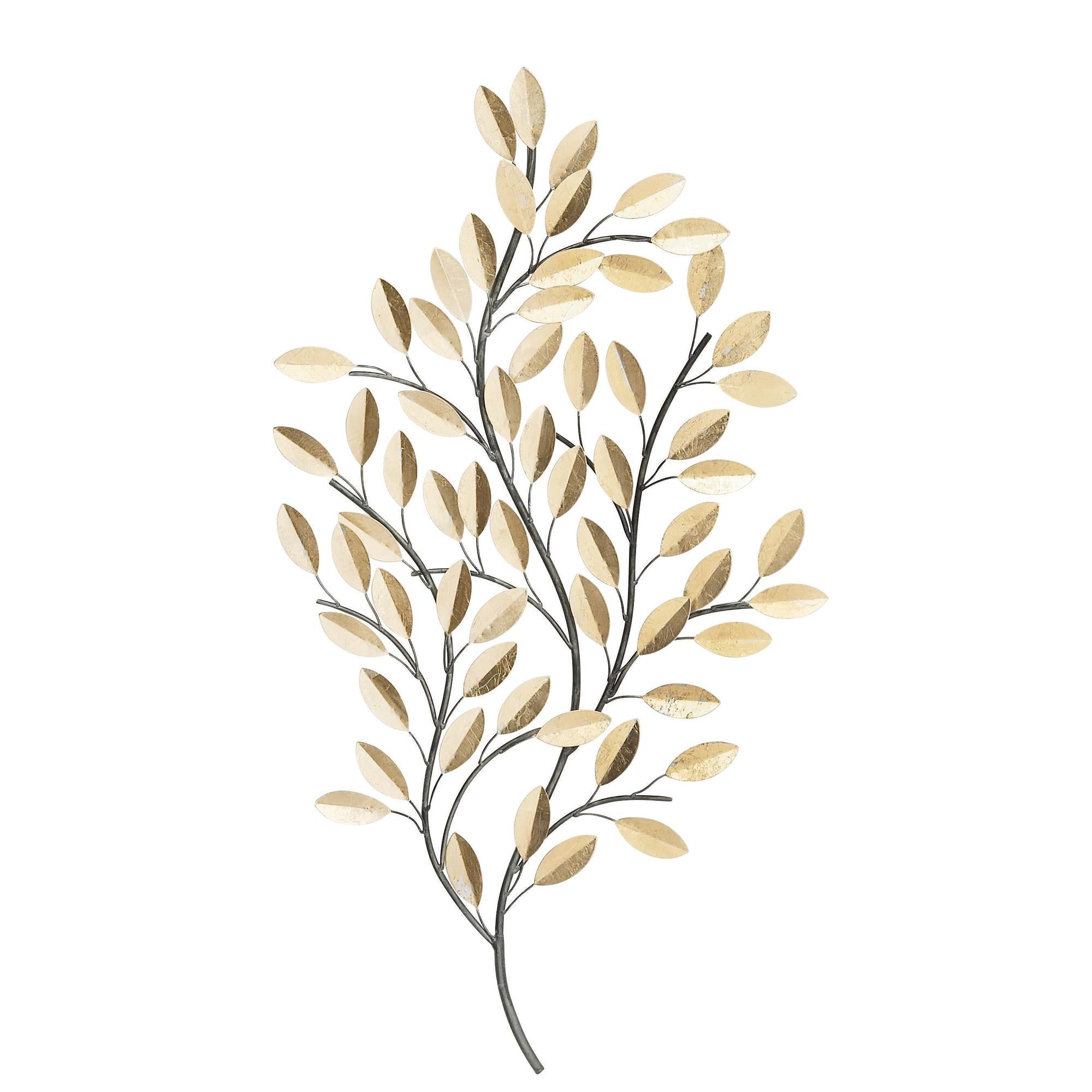 Leaf Metal Metallic Home Wall Decor with Stem