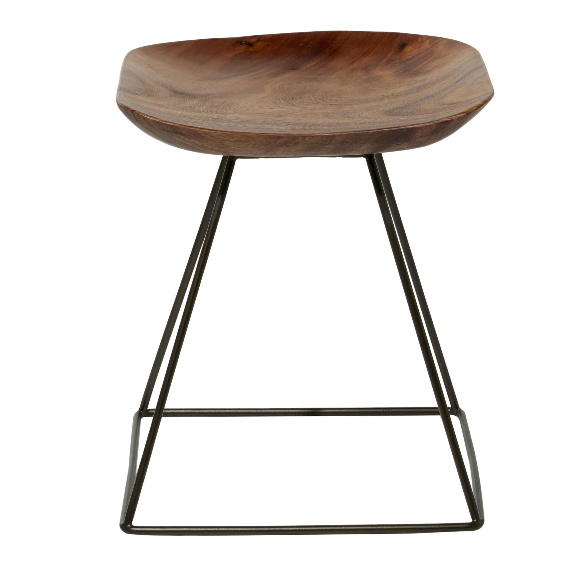 Brown Metal Living Room Stool with Black Metal Base