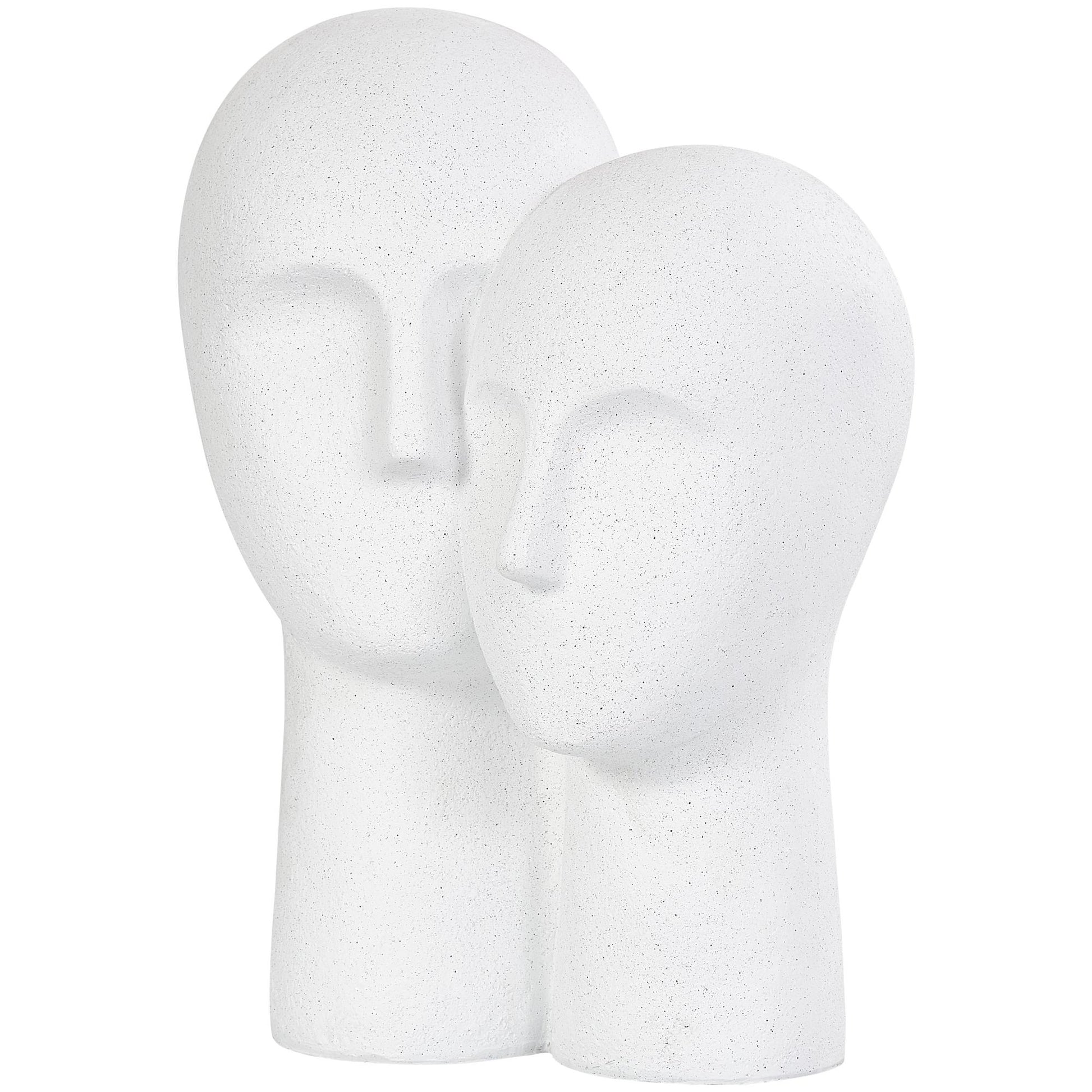People White Polystone Head Decorative Sculpture with Speckled Detailing