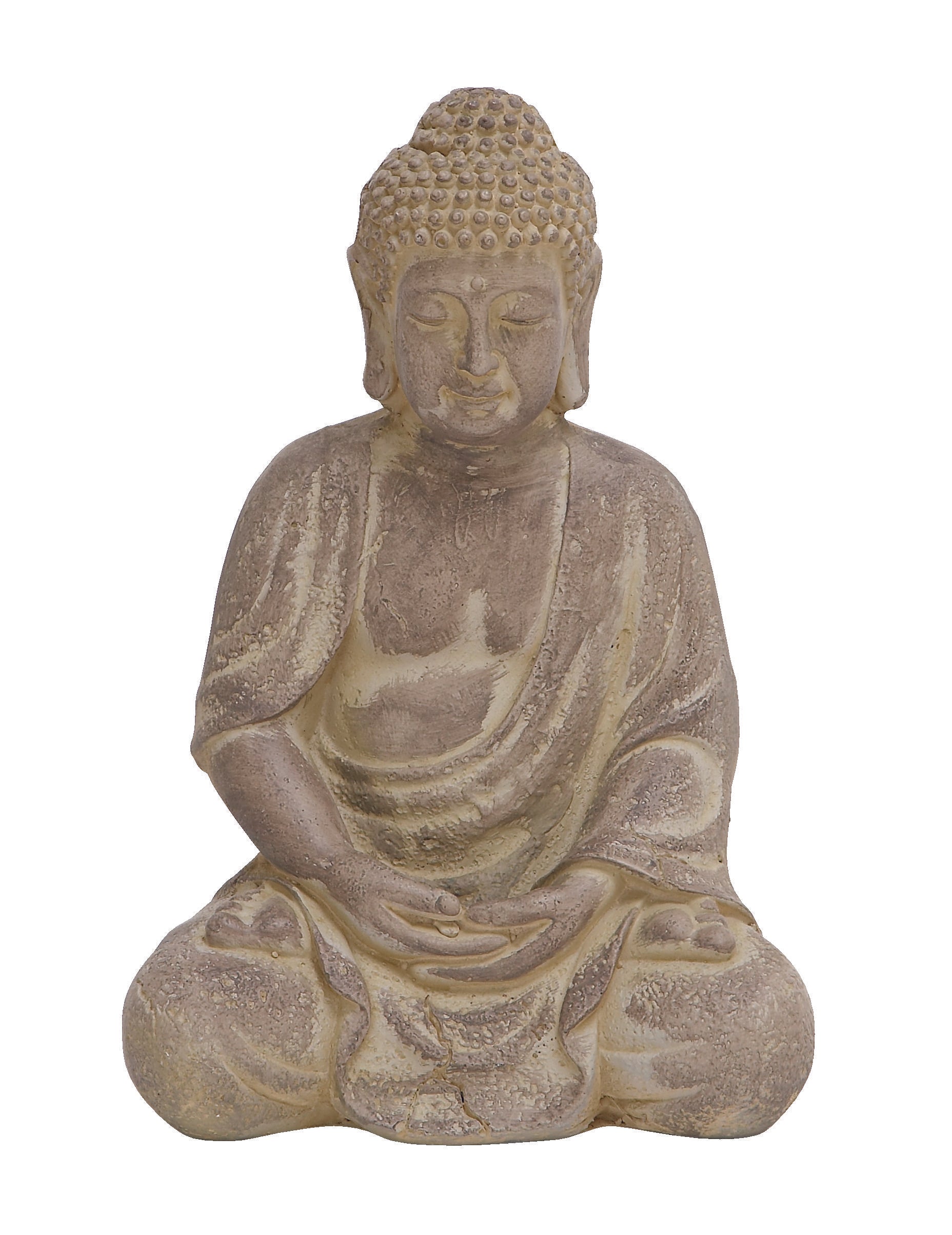 CosmoLiving by Cosmopolitan Buddha Ceramic Meditating Decorative Sculpture with Engraved Carvings and Relief Detailing