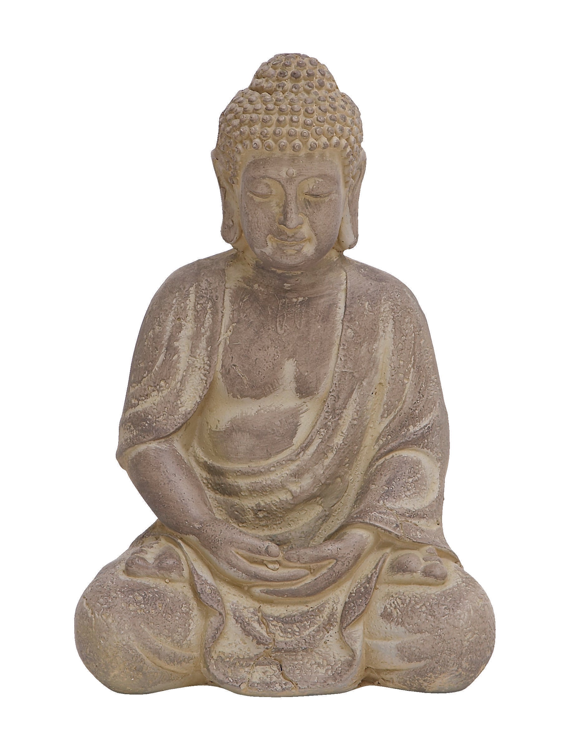 CosmoLiving by Cosmopolitan Buddha Ceramic Meditating Decorative Sculpture with Engraved Carvings and Relief Detailing