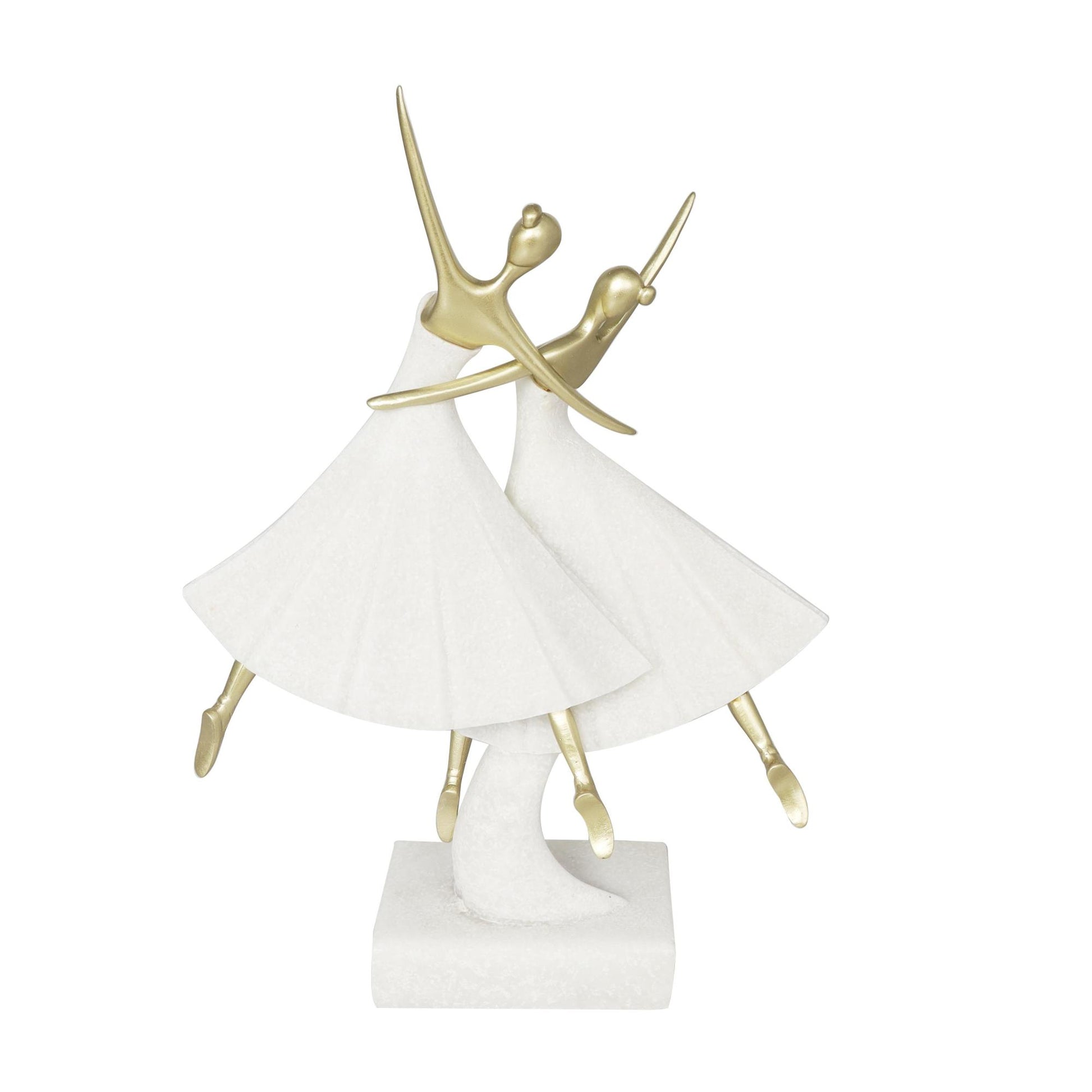 Dancer Cream Polystone Ballet Decorative Sculpture with Gold Accents