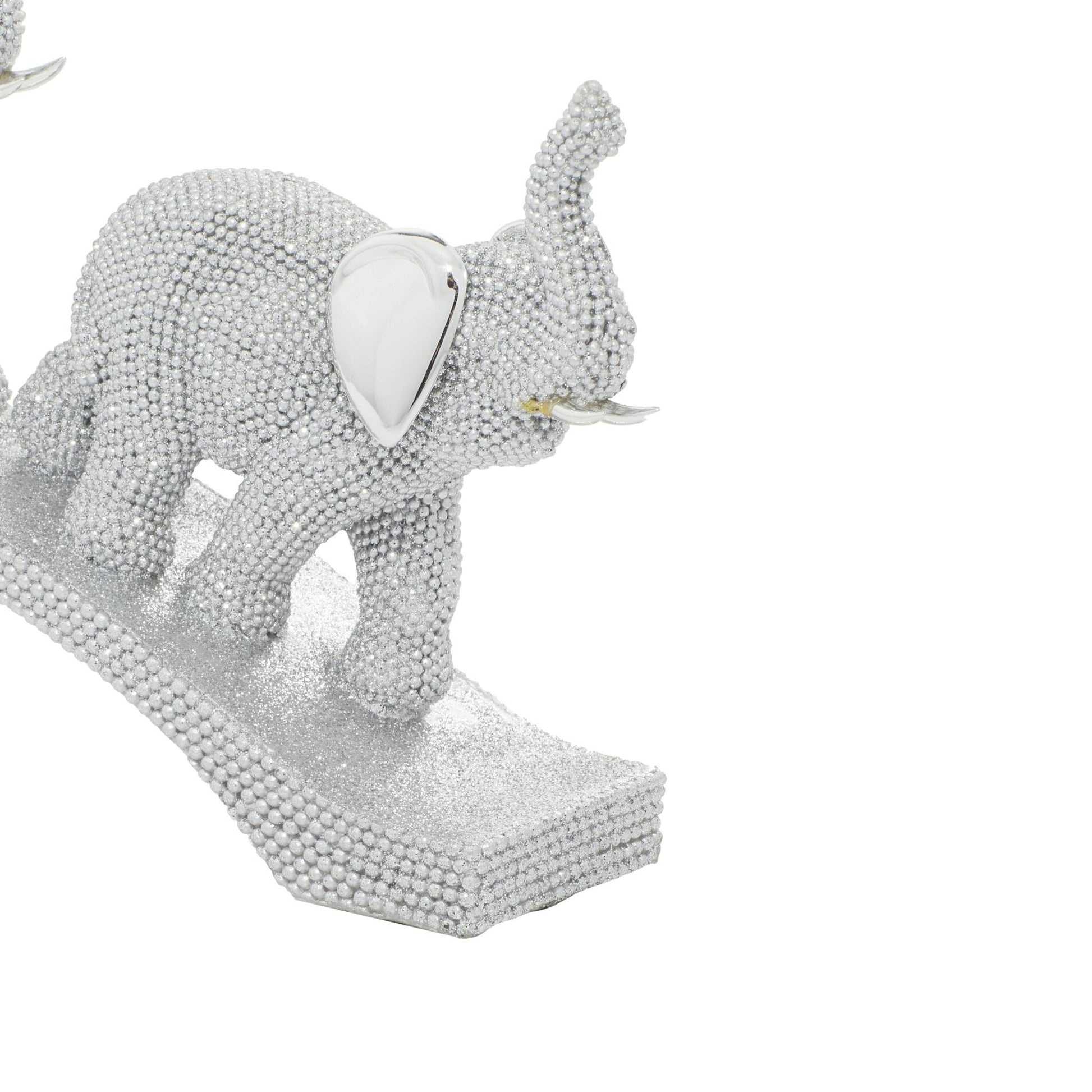 Elephant Silver Polystone Decorative Sculpture