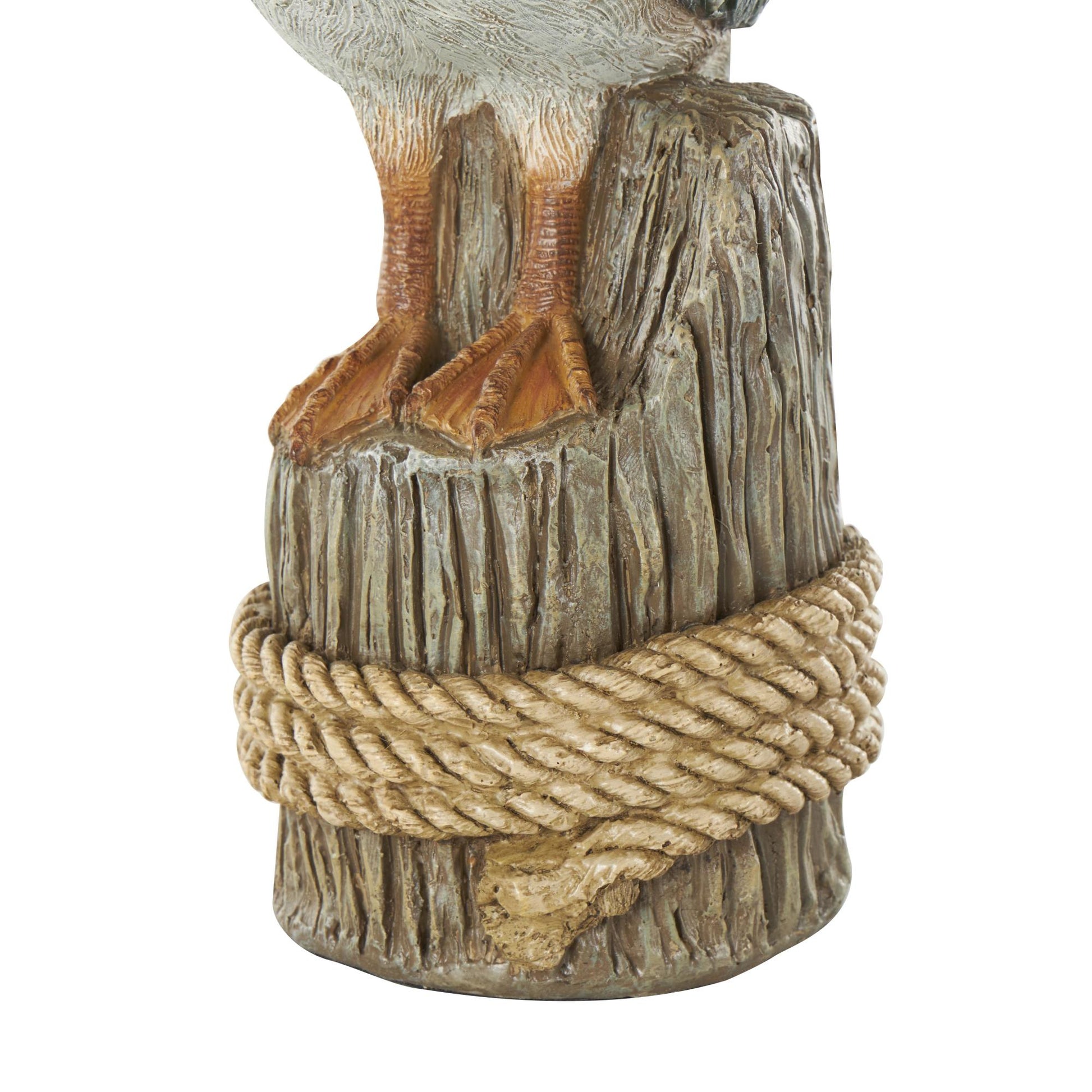 Pelican Teal Resin Textured Decorative Sculpture with Brown Block and Shiny Accents