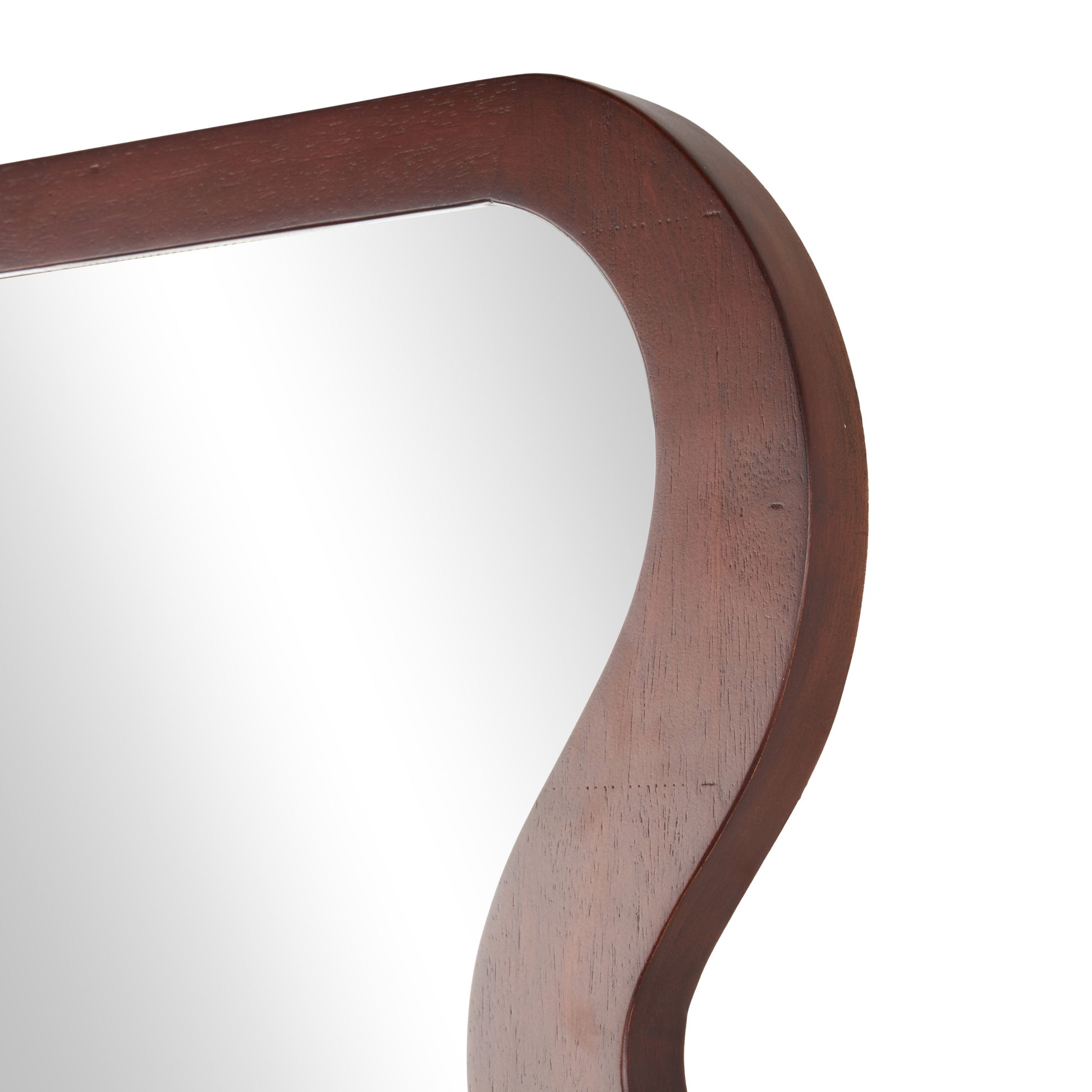 Dark Brown Wood Wavy Room Wall Mirror