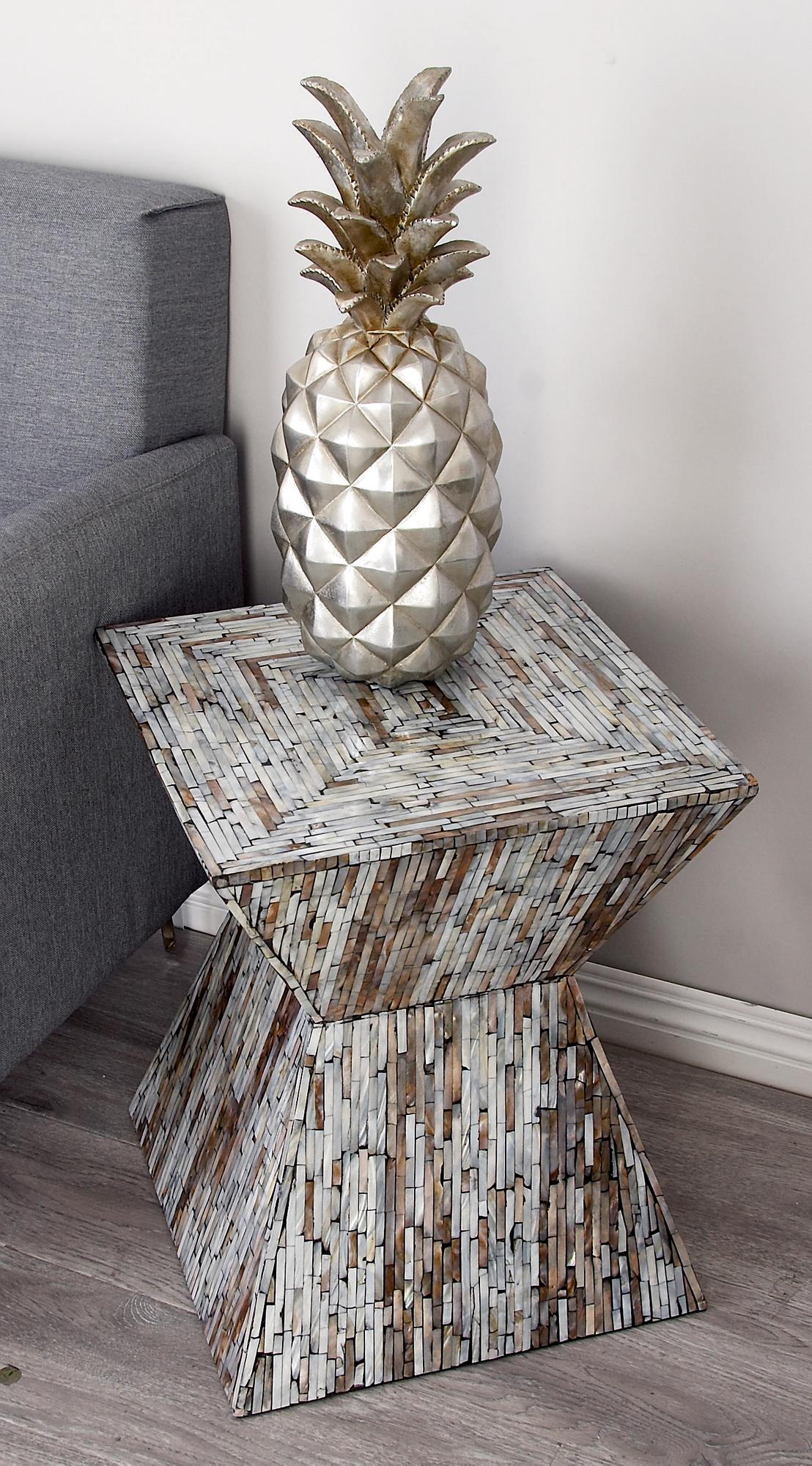 Mother of Pearl Shell Handmade Hourglass Shaped Side End Accent Table
