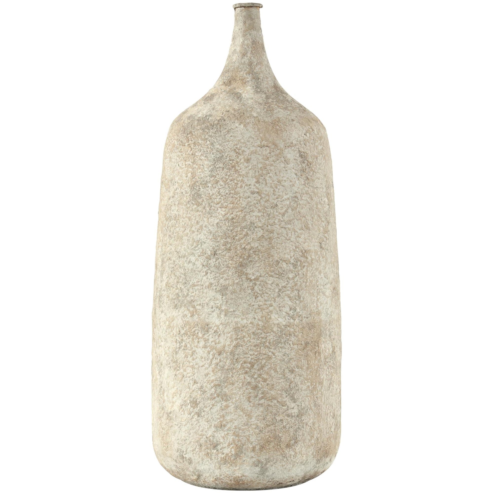 Beige Metal Handmade Antique Style Distressed Decorative Vase