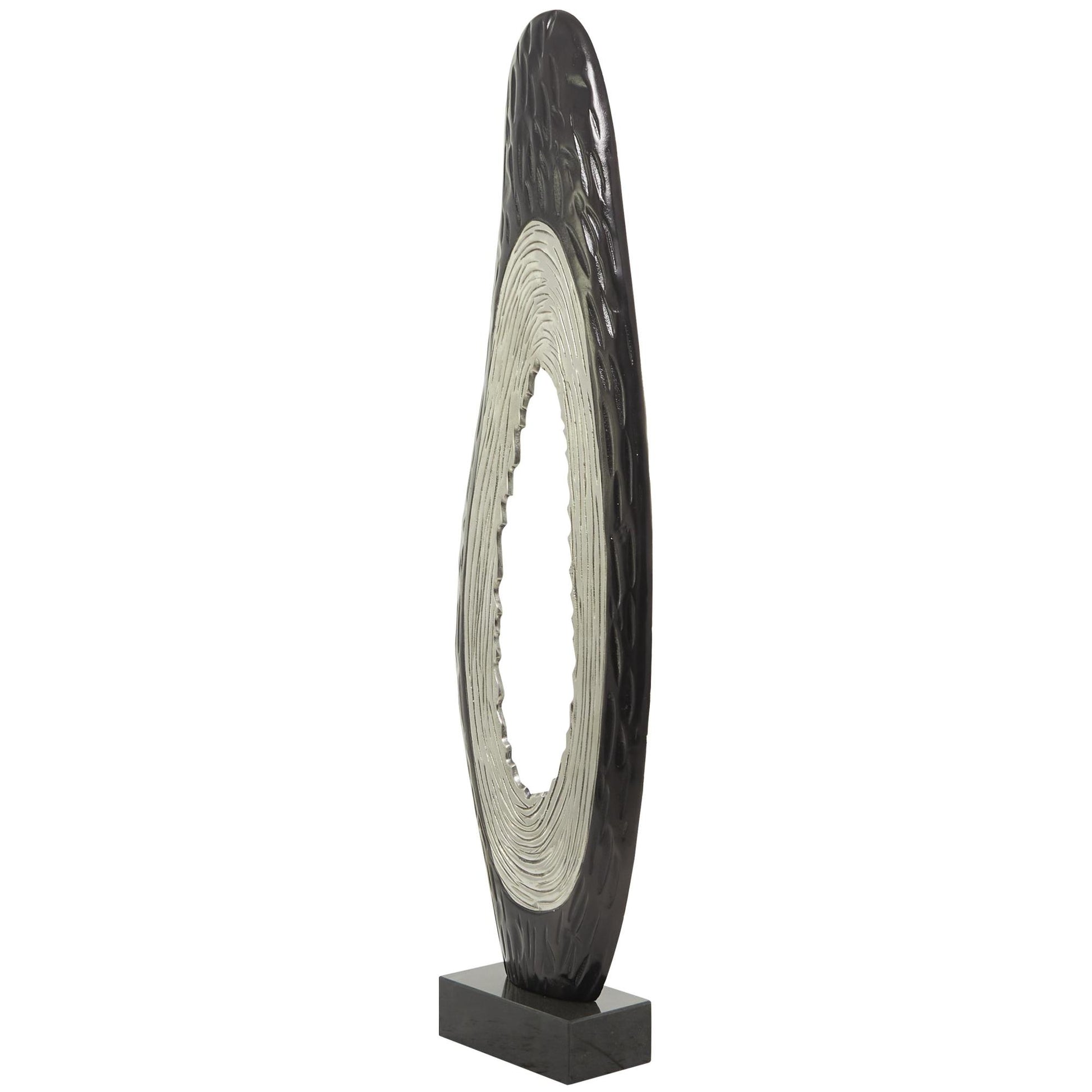 Abstract Aluminum Metal Teardrop Decorative Sculpture with Black Base