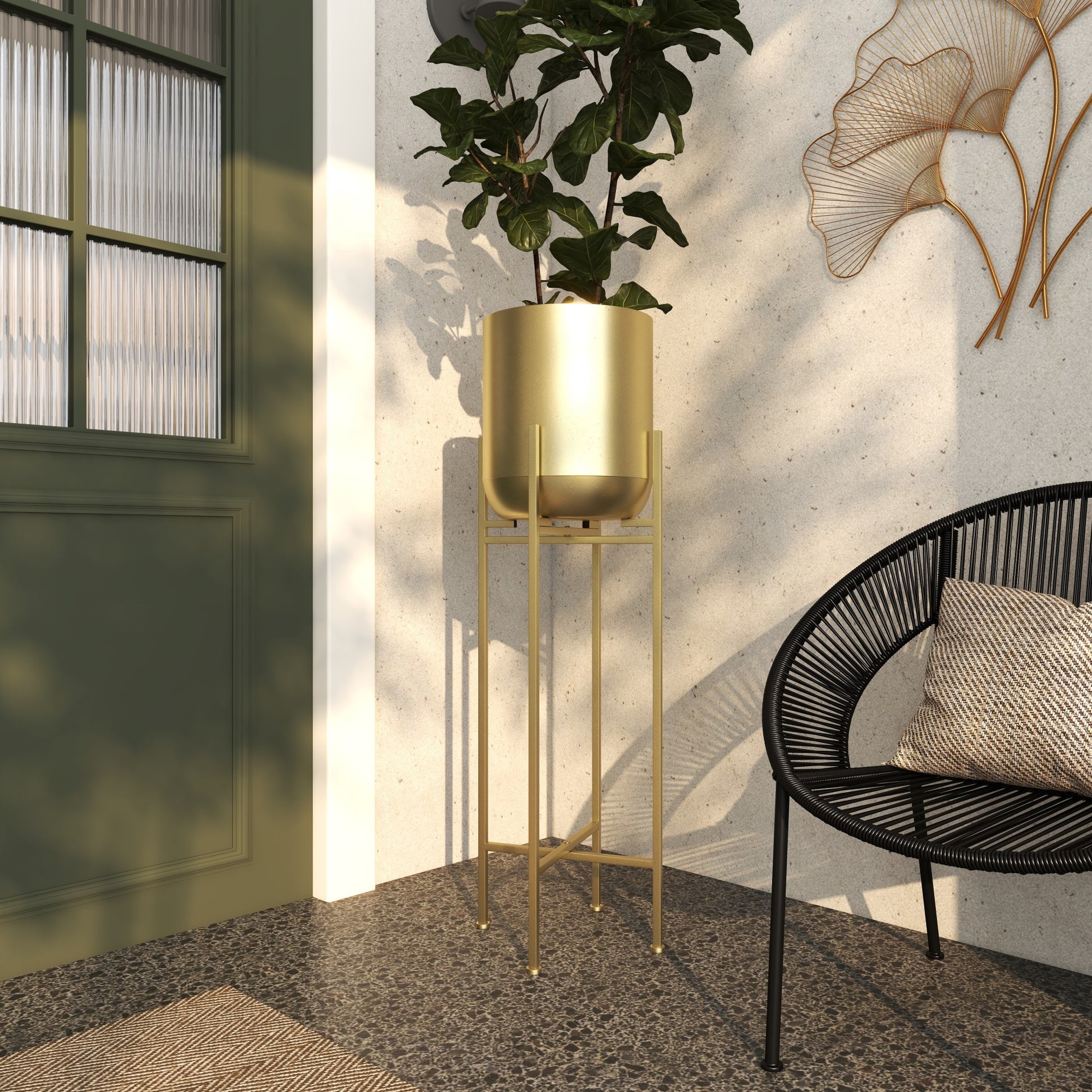 CosmoLiving by Cosmopolitan Metal Matte Dome Indoor Outdoor Planter with Removable Stand