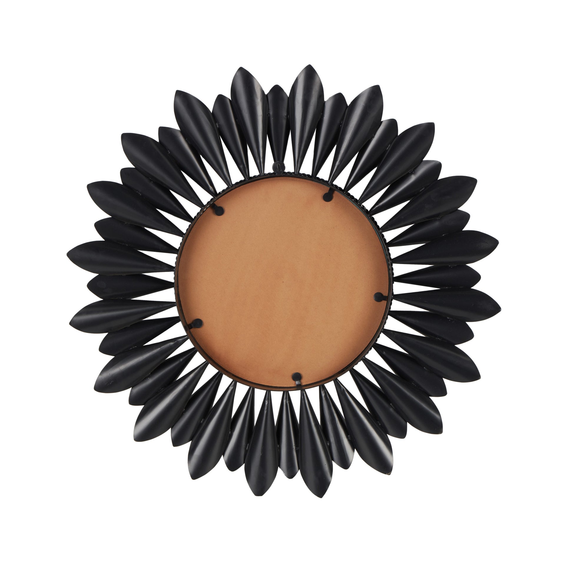 Black Metal Room Wall Mirror with Beaded Detailing and Leaves