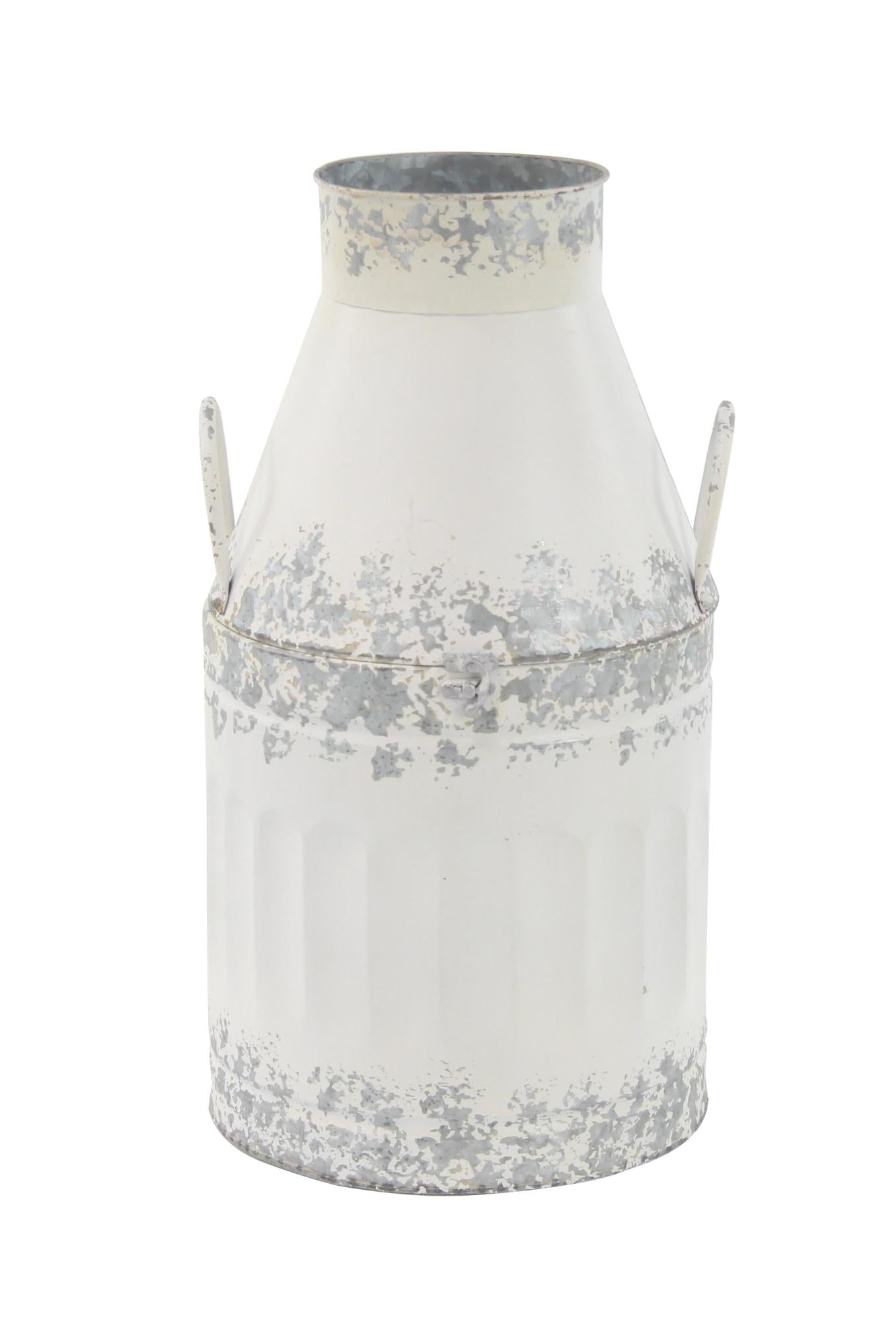 Set of 2 White Metal Decorative Vase