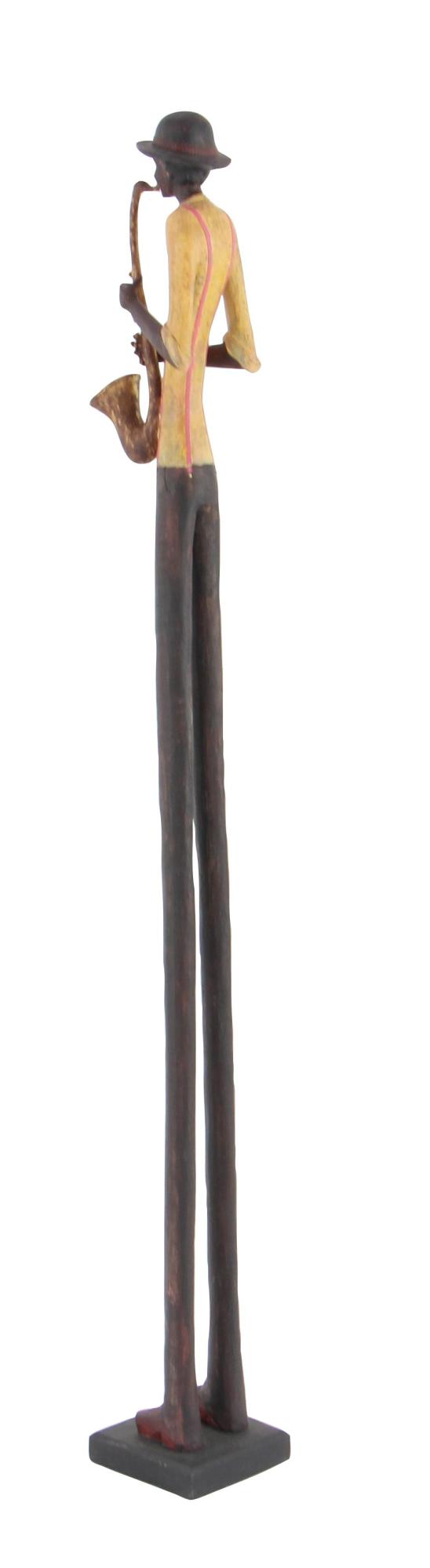 Set of 4 Musician Brown Polystone Tall Long Legged Jazz Band Decorative Sculpture with Black Base Stand