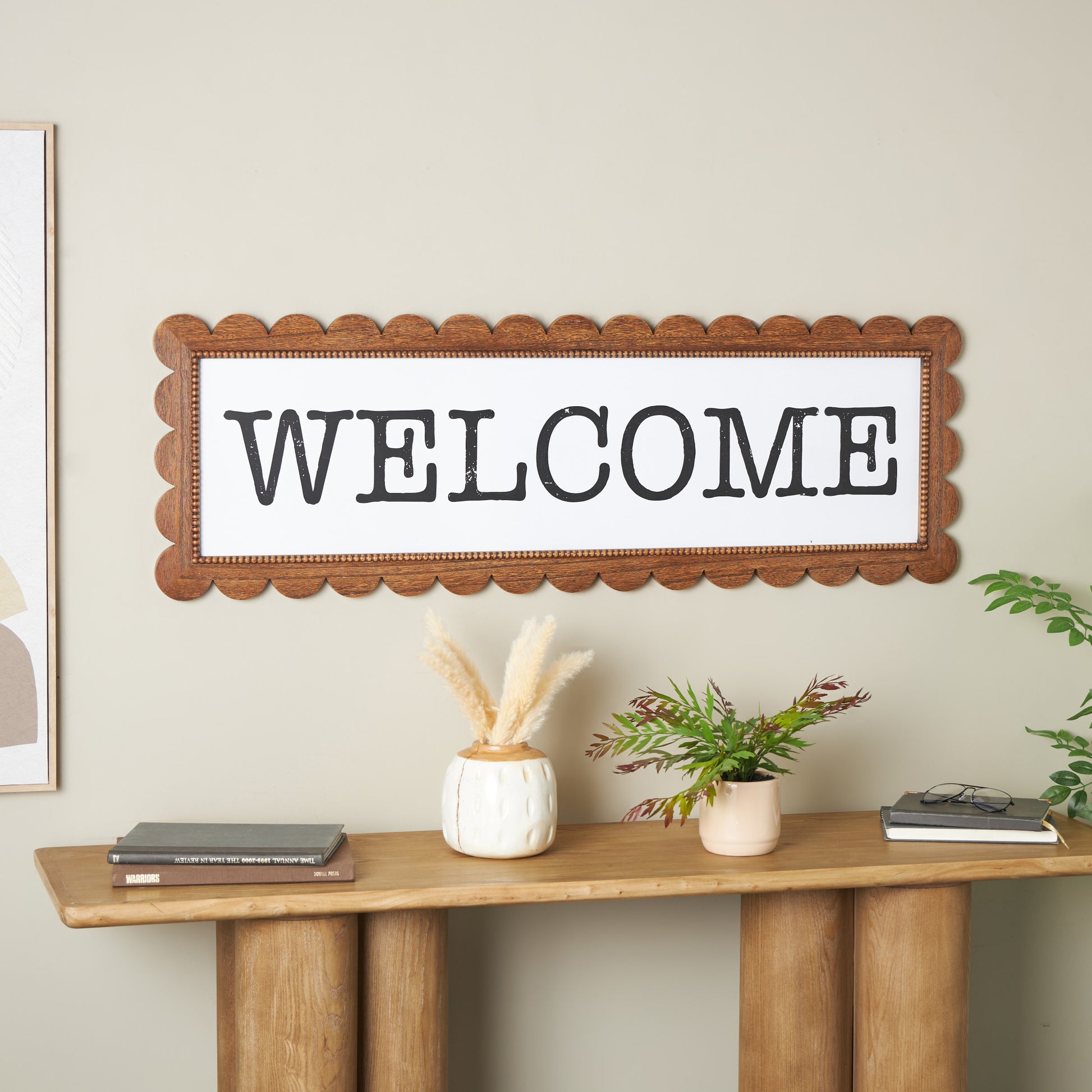 Sign Brown Wood Handmade Welcome Home Decorative Sign with Black Lettering