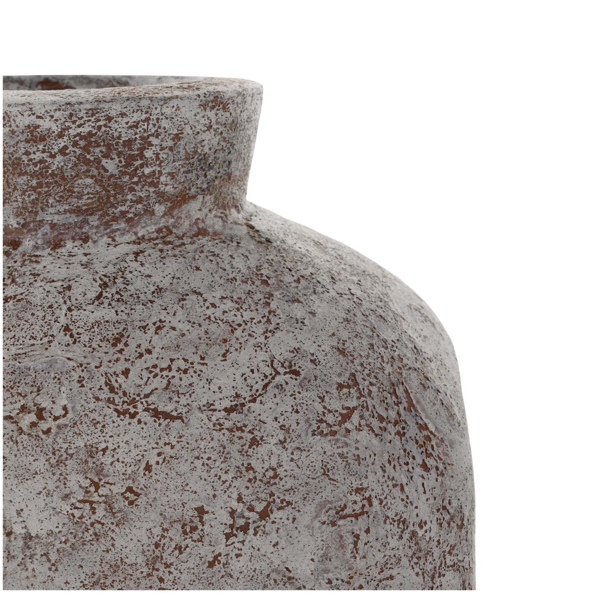 Brown Ceramic Antique Style Textured Square Decorative Vase