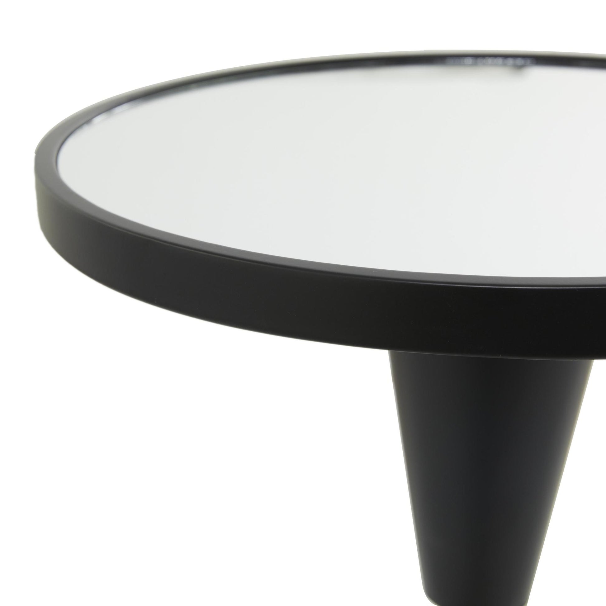 Metal Pedestal Base Side End Accent Table with Mirrored Glass Top