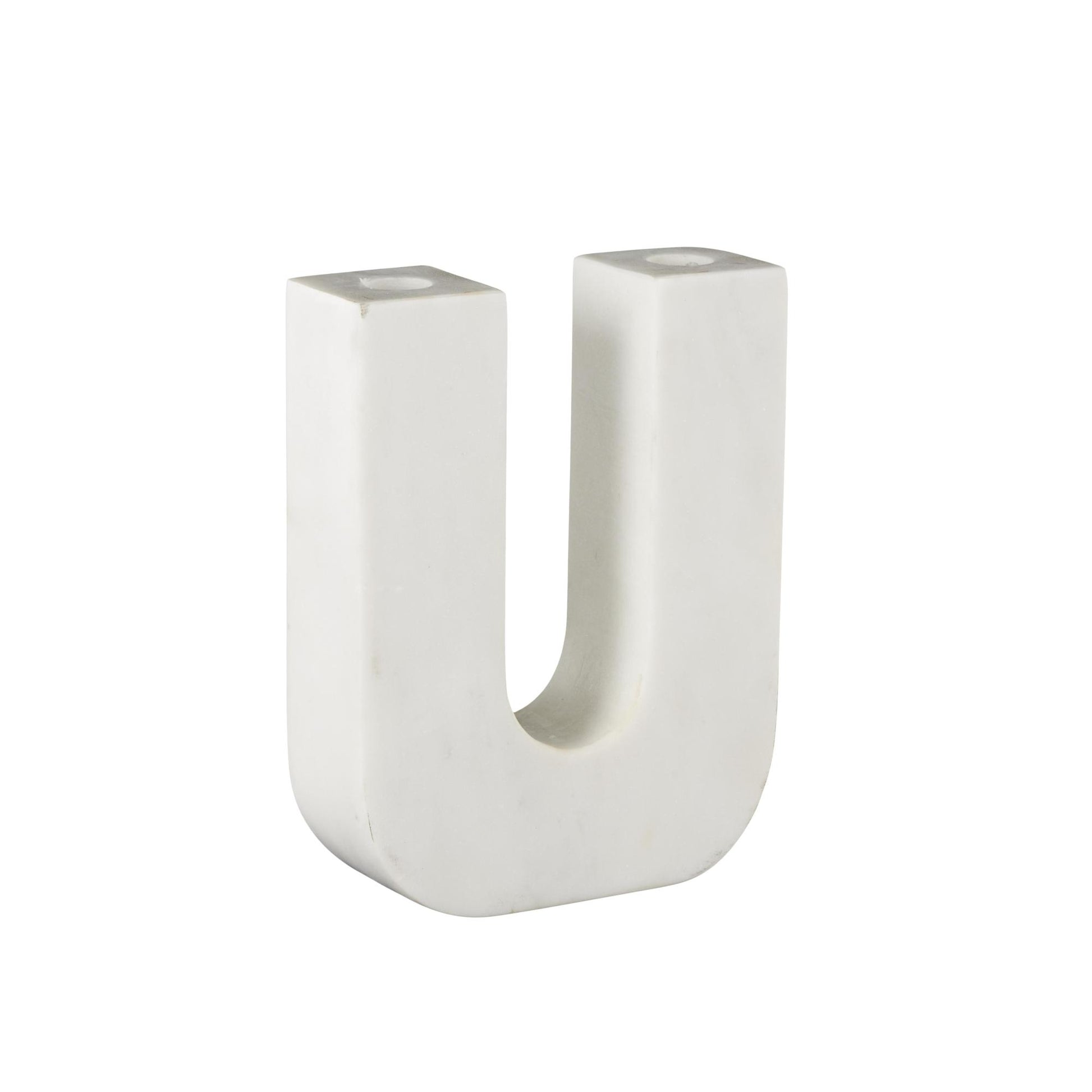 Abstract Marble U-Shaped Decorative Candle Holder 6" x 2" x 8"
