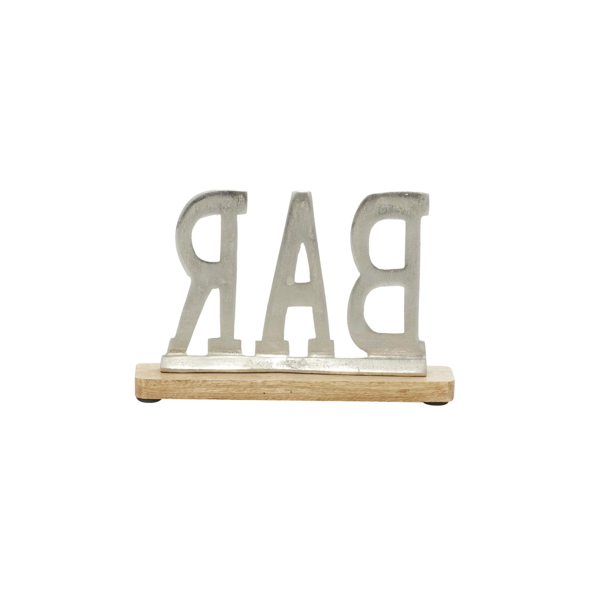 Sign Silver Aluminum Metal Bar Home Decorative Sign with Wood Base