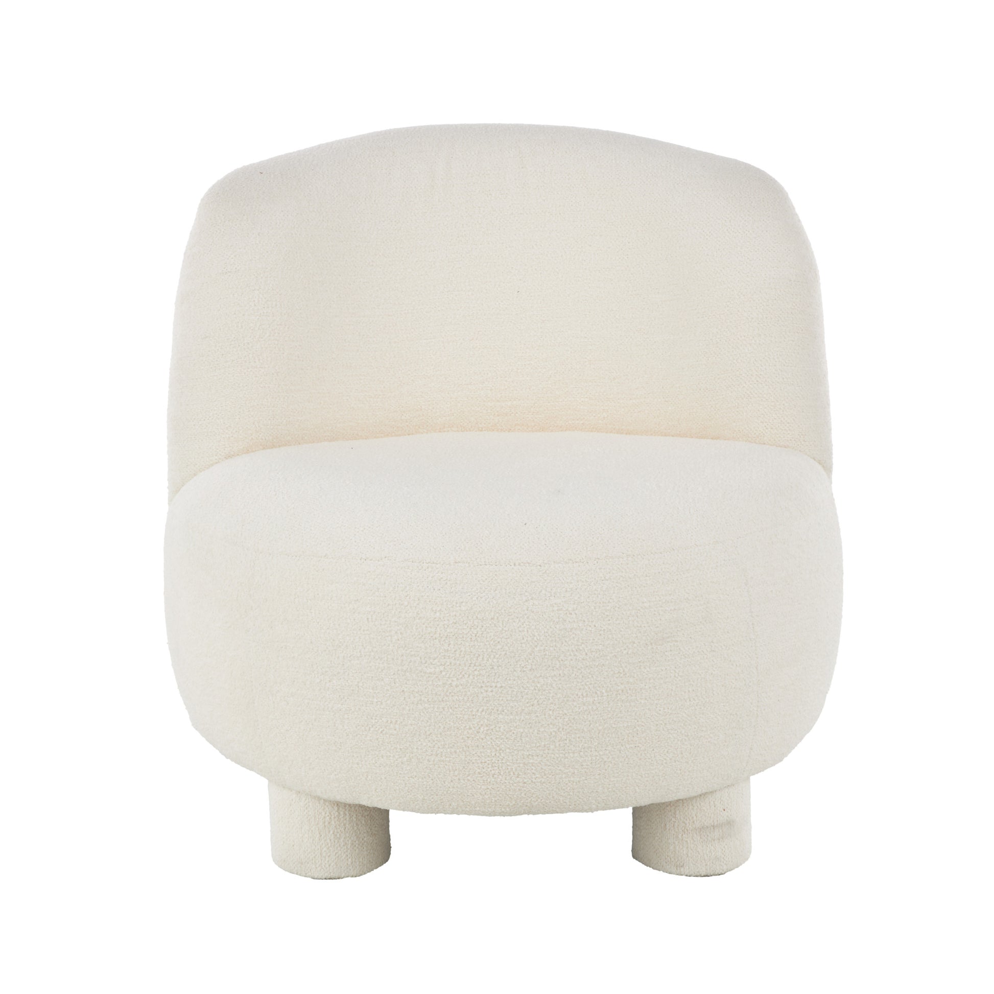 Cream Polyester Rounded Barrel Living Room Accent Chair