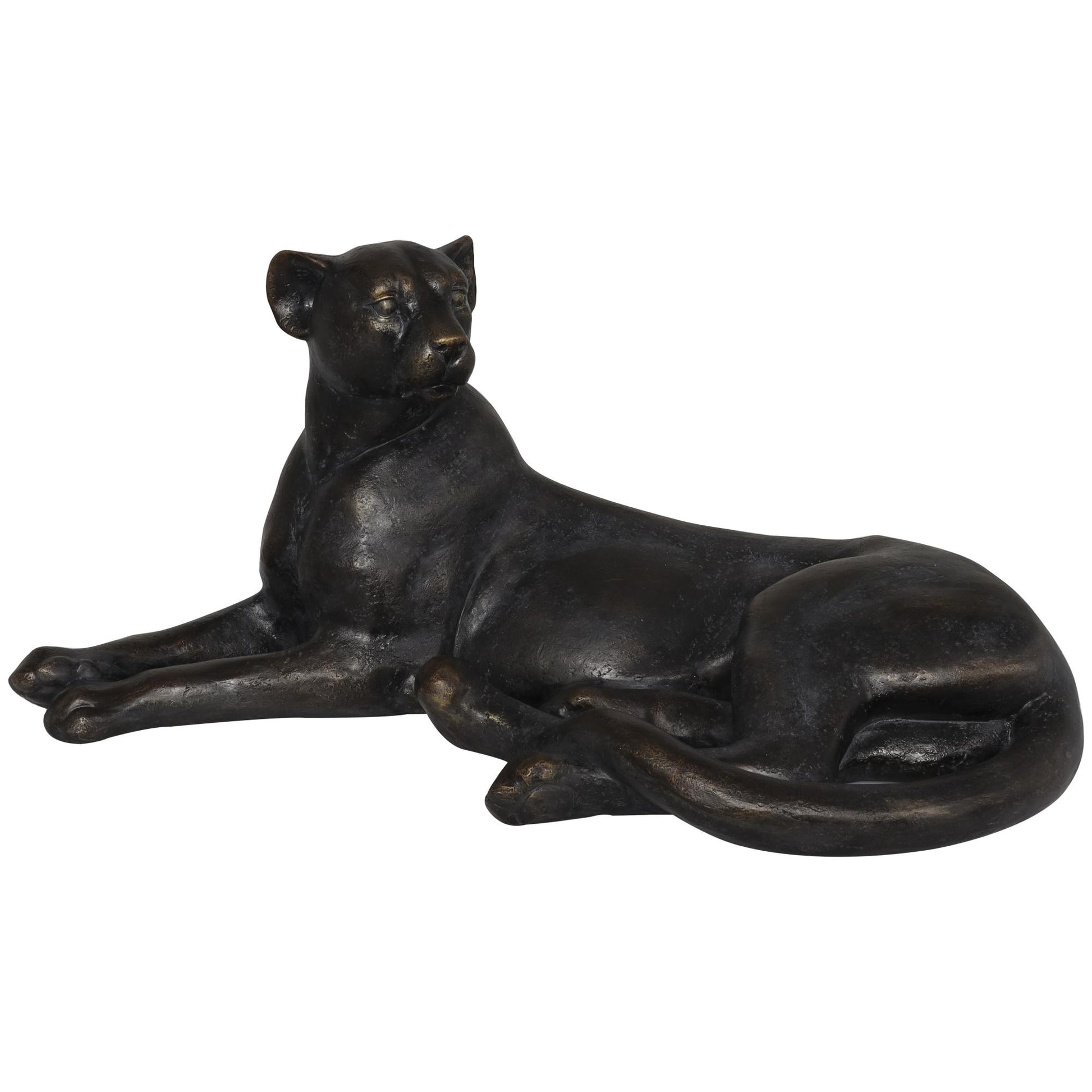 Leopard Black Polyresin Laying Decorative Sculpture