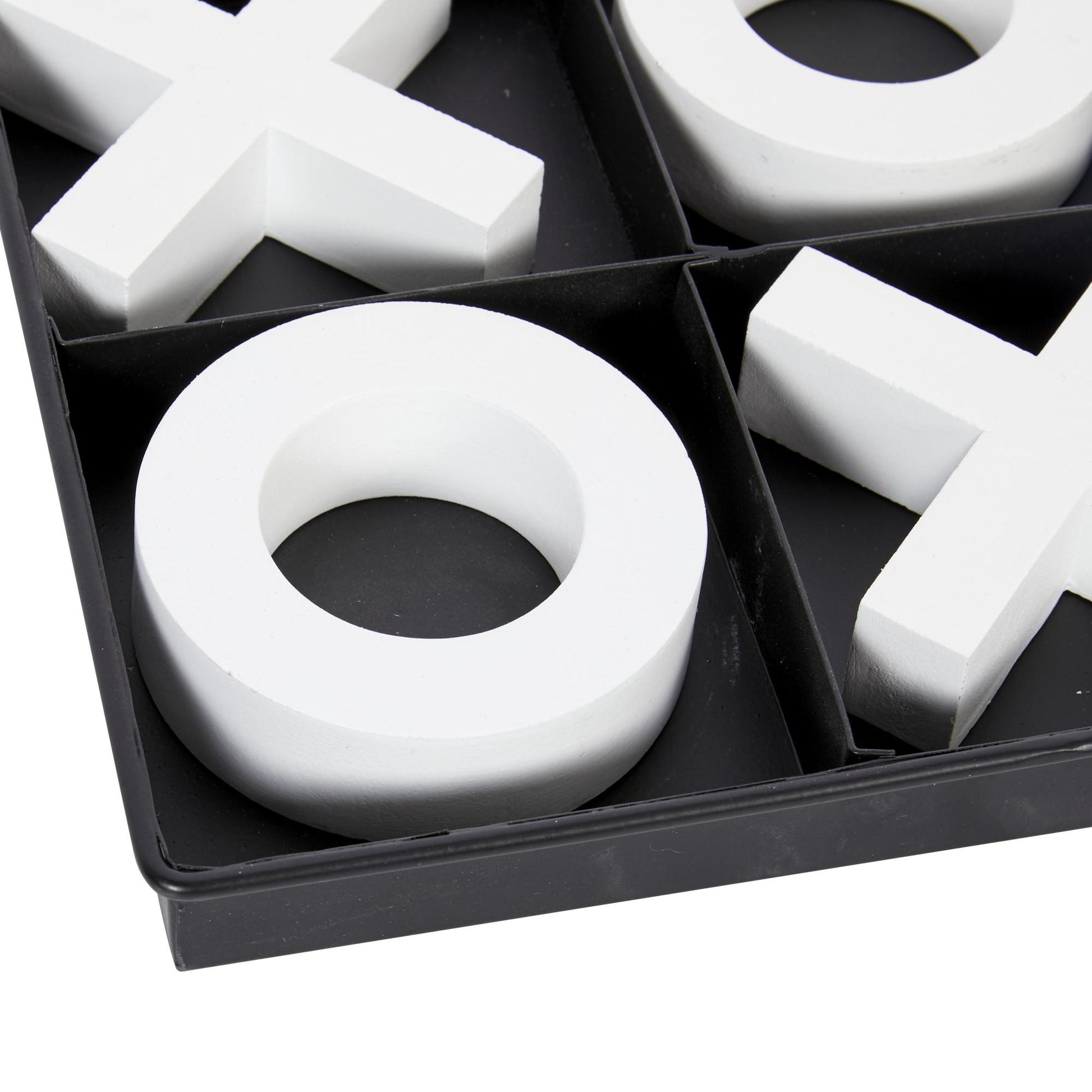 Tic Tac Toe Black Wood Home Decor Game Set with White Pieces