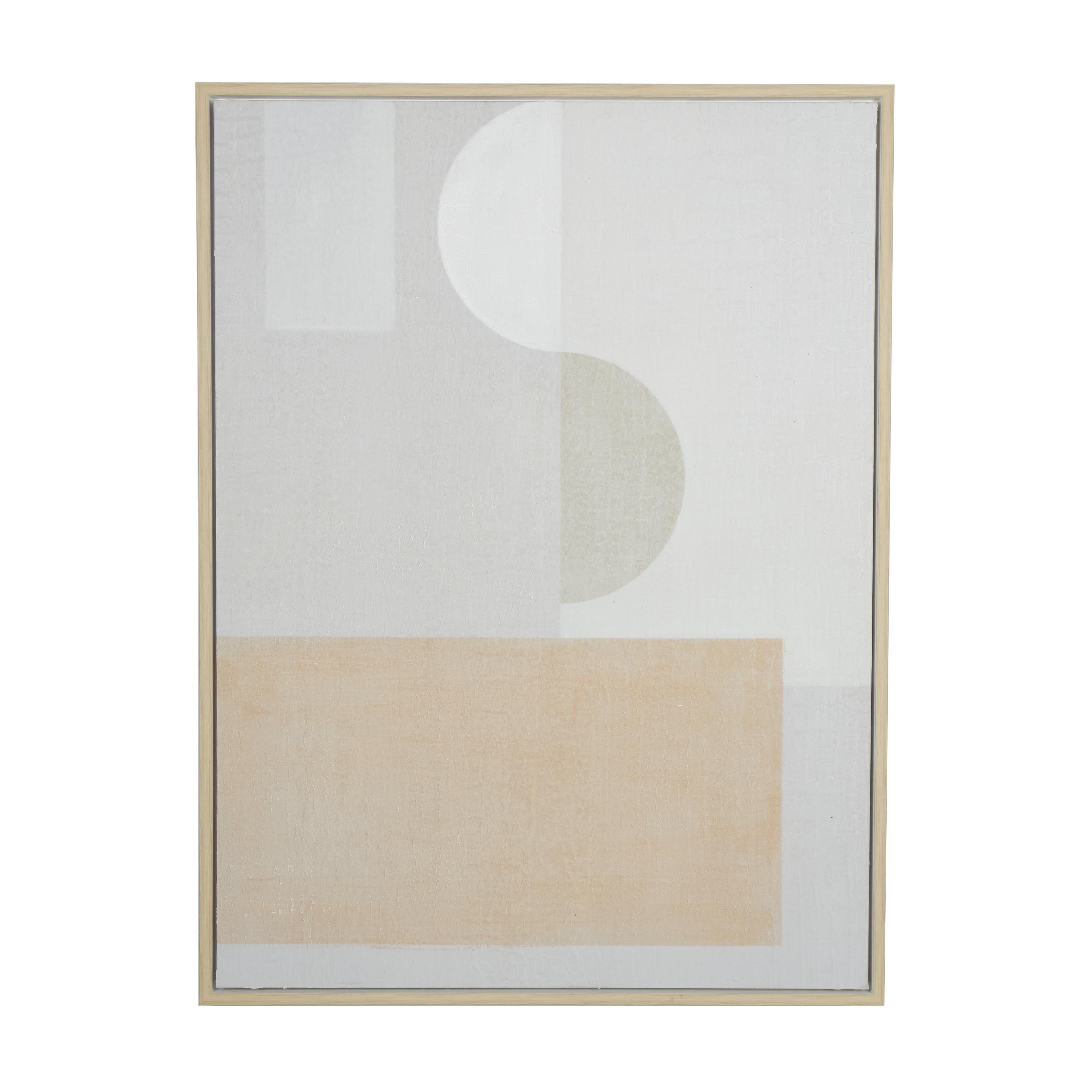 Geometric Canvas Mid Century Modern Shape Living Room Framed Wall Art with Light Wood Frame