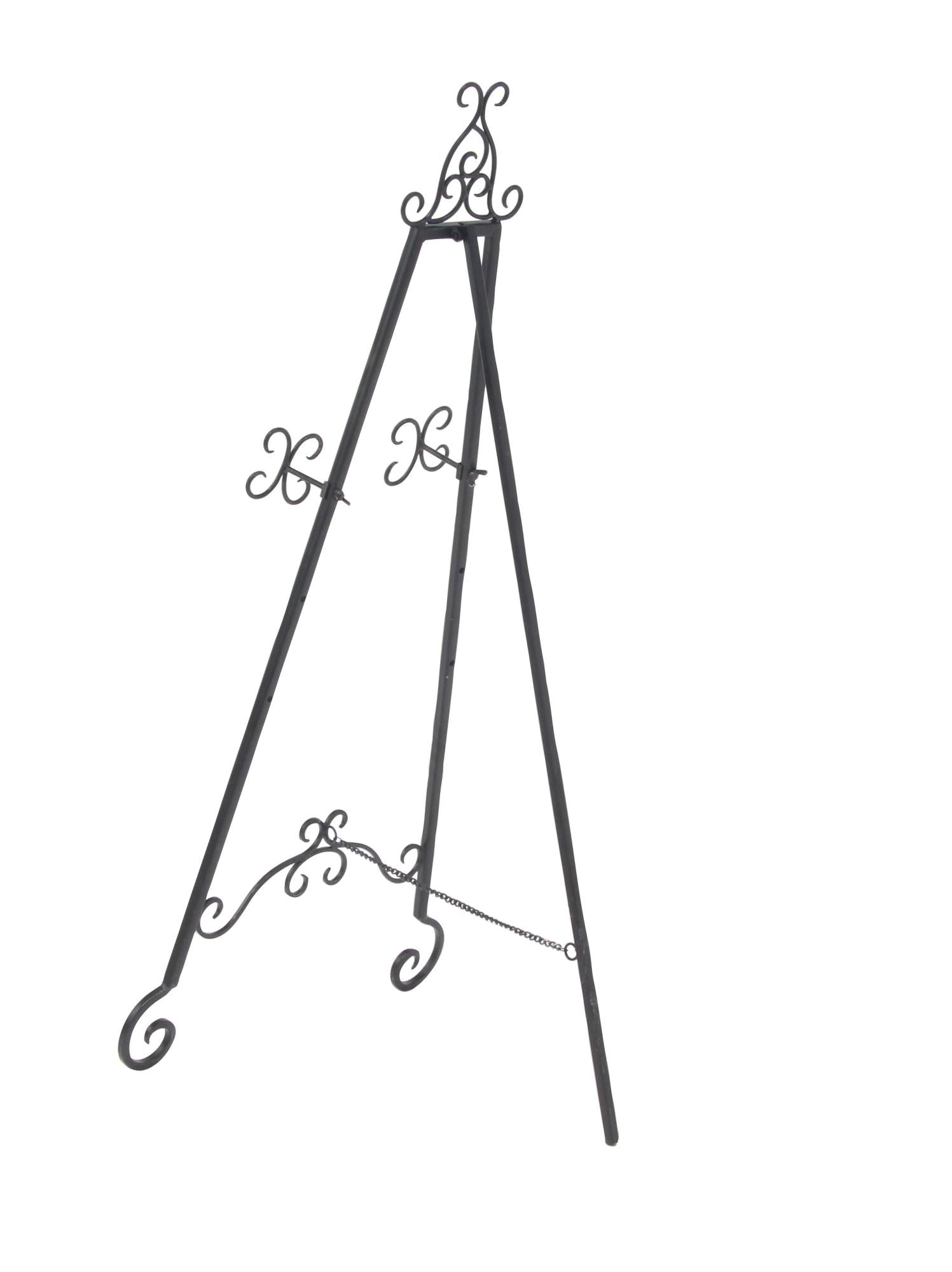 Scroll Black Metal Tall Adjustable Floor 3 Tier Display Easel