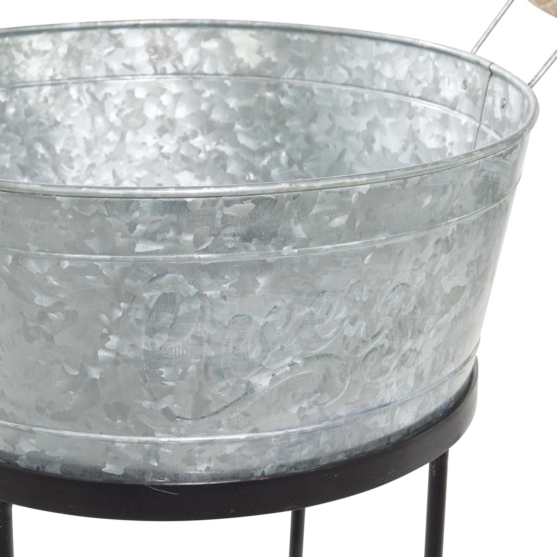 Gray Metal 6 Bottle Decorative Ice Bucket with Lower Shelf