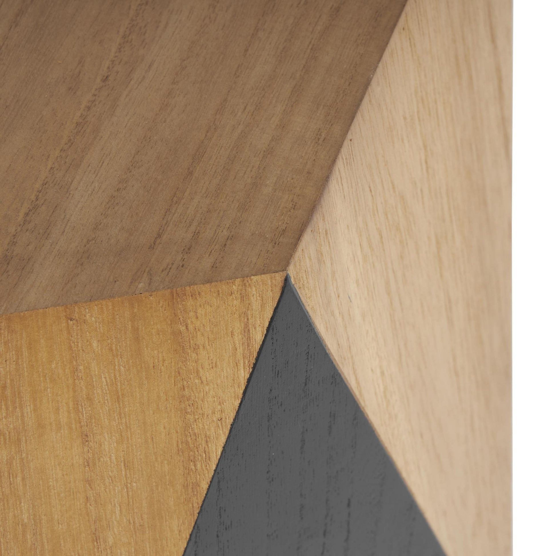 Geometric Brown Wood Diamond Side End Accent Table with Black Accents