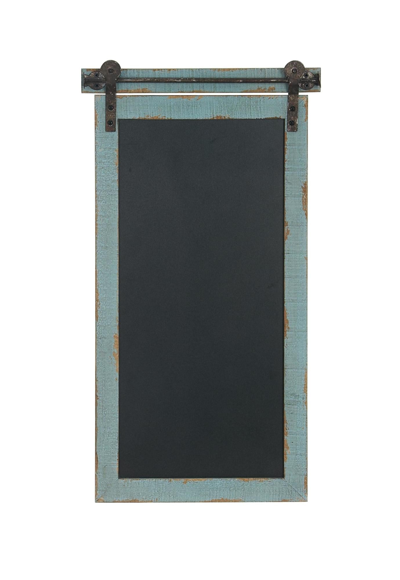 Sign Blue Wood Sliding Barn Door Inspired Chalkboard Home Wall Decor