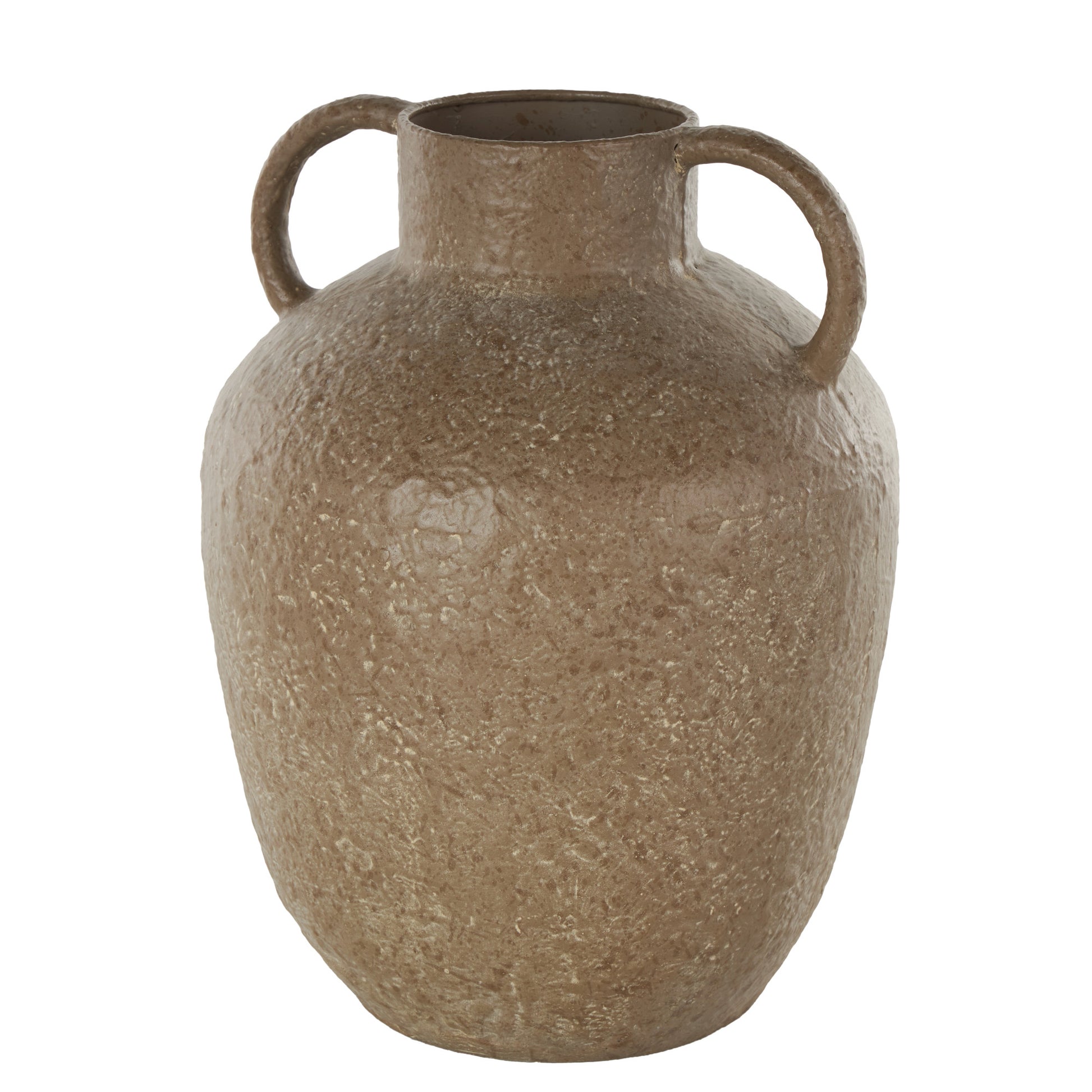 Brown Metal Antique Inspired Decorative Vase with Handles