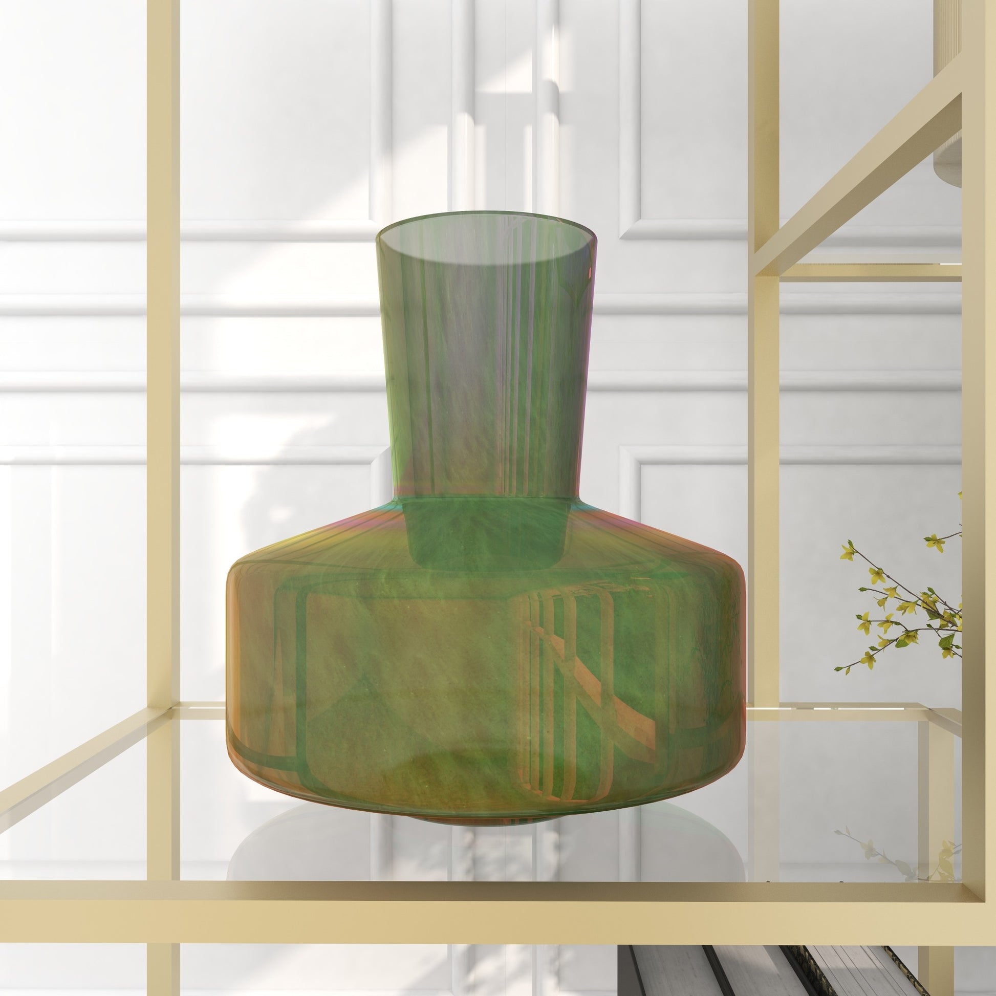 Geometric Green Glass Decorative Vase