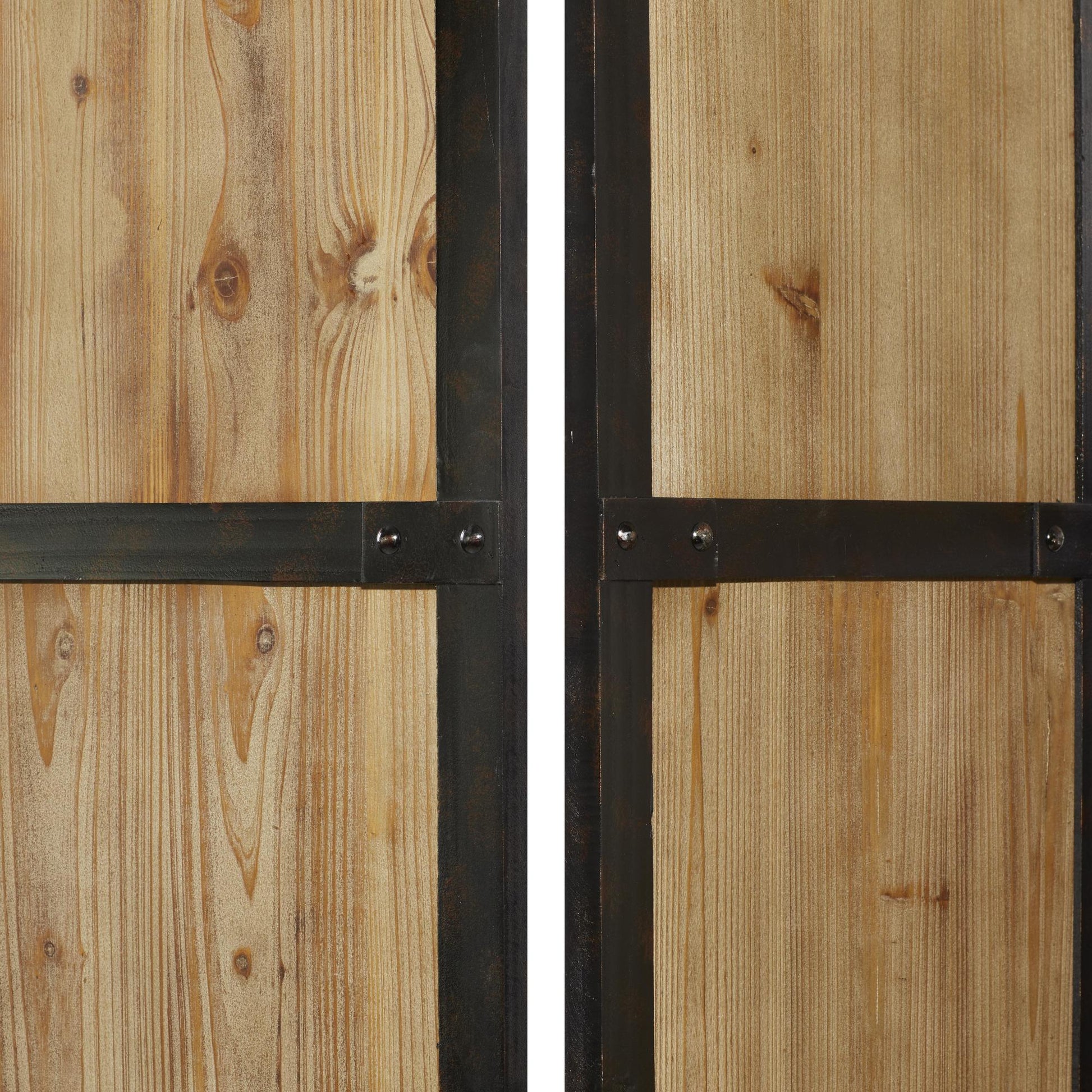 Brown Wood Hinged Foldable Partition 3 Panel Partition Room Divider Screen with Solid Wood Panels