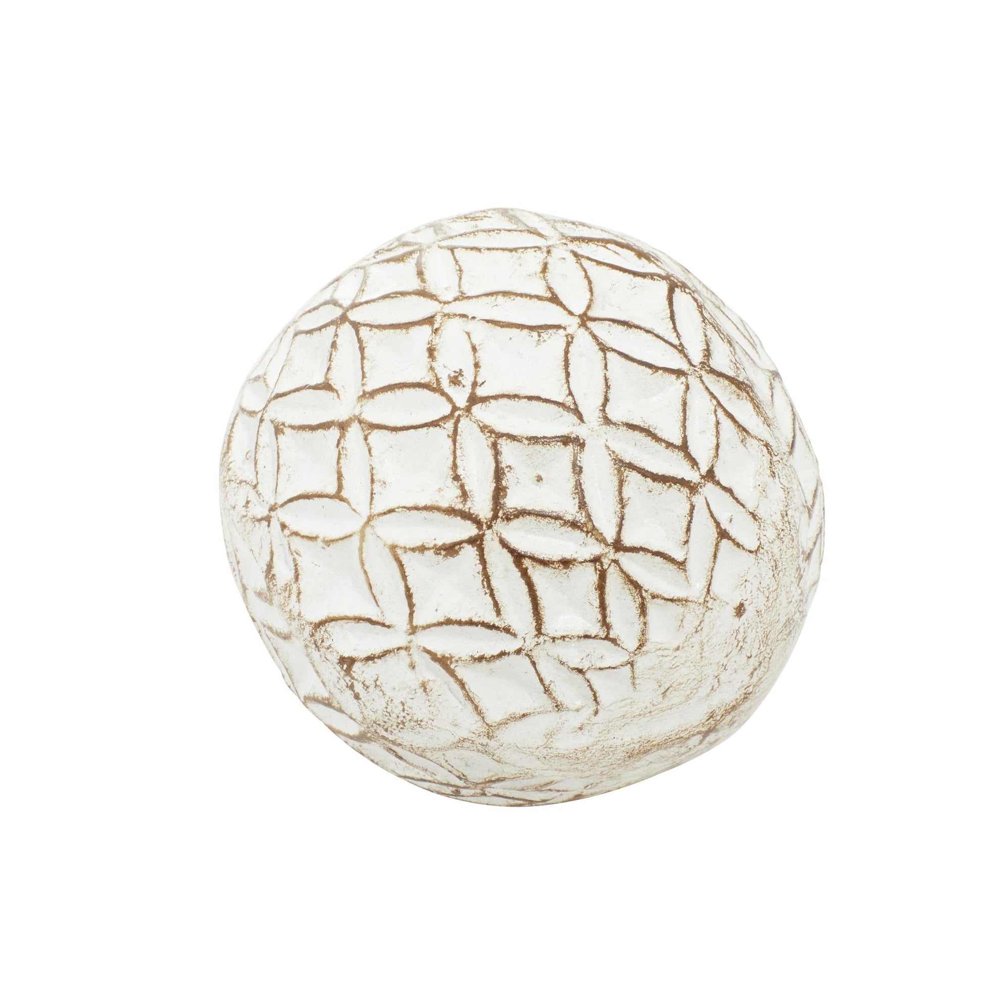 Set of 4 White Ceramic Handmade Carved Decorative Orbs & Vase Filler with Varying Patterns