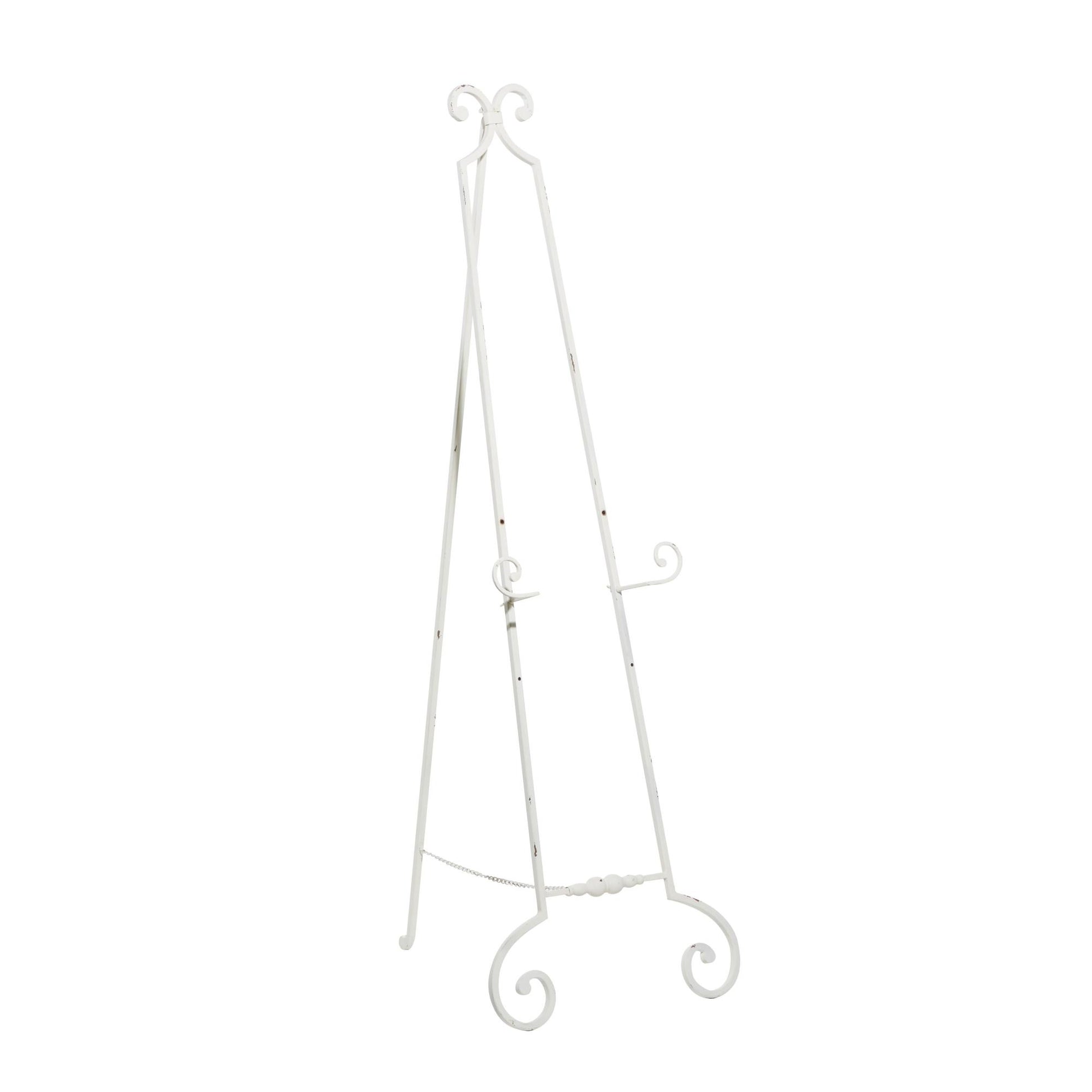Scroll White Metal Tall Adjustable Floor 3 Tier Display Easel