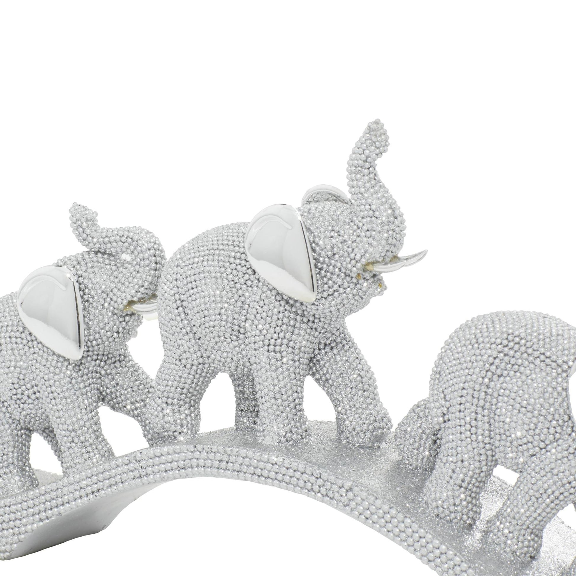 Elephant Silver Polystone Decorative Sculpture