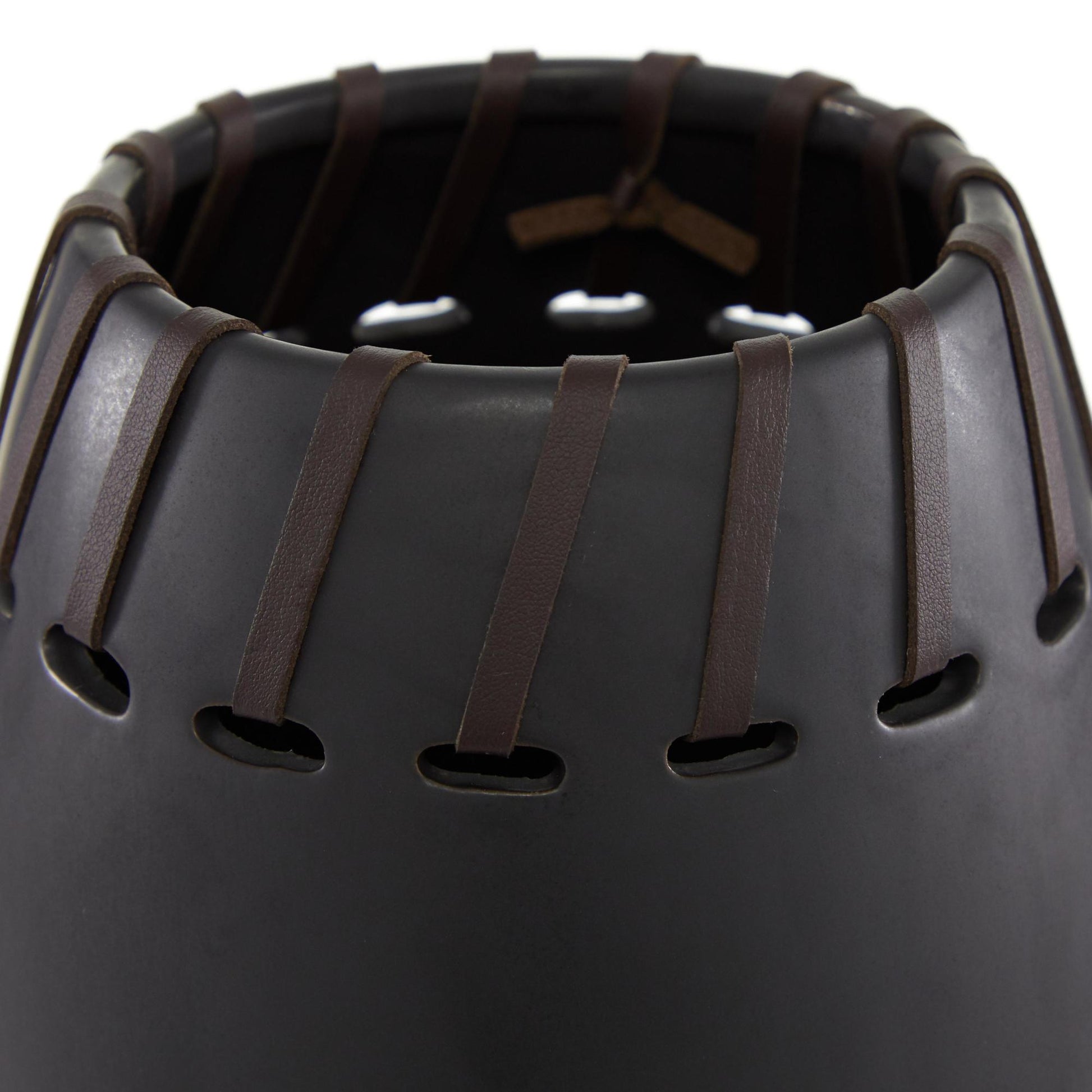 Set of 2 Black Ceramic Decorative Vase with Cut Out Patterns