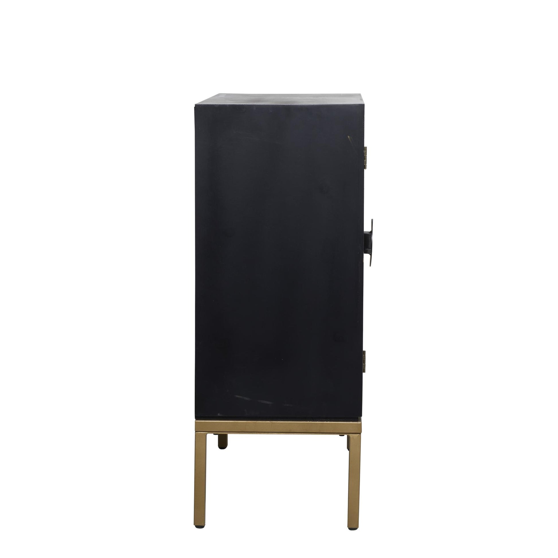 Geometric Bronze Wood Relief Ripple Design 2 Door Room Cabinet with Crescent Moon Handles