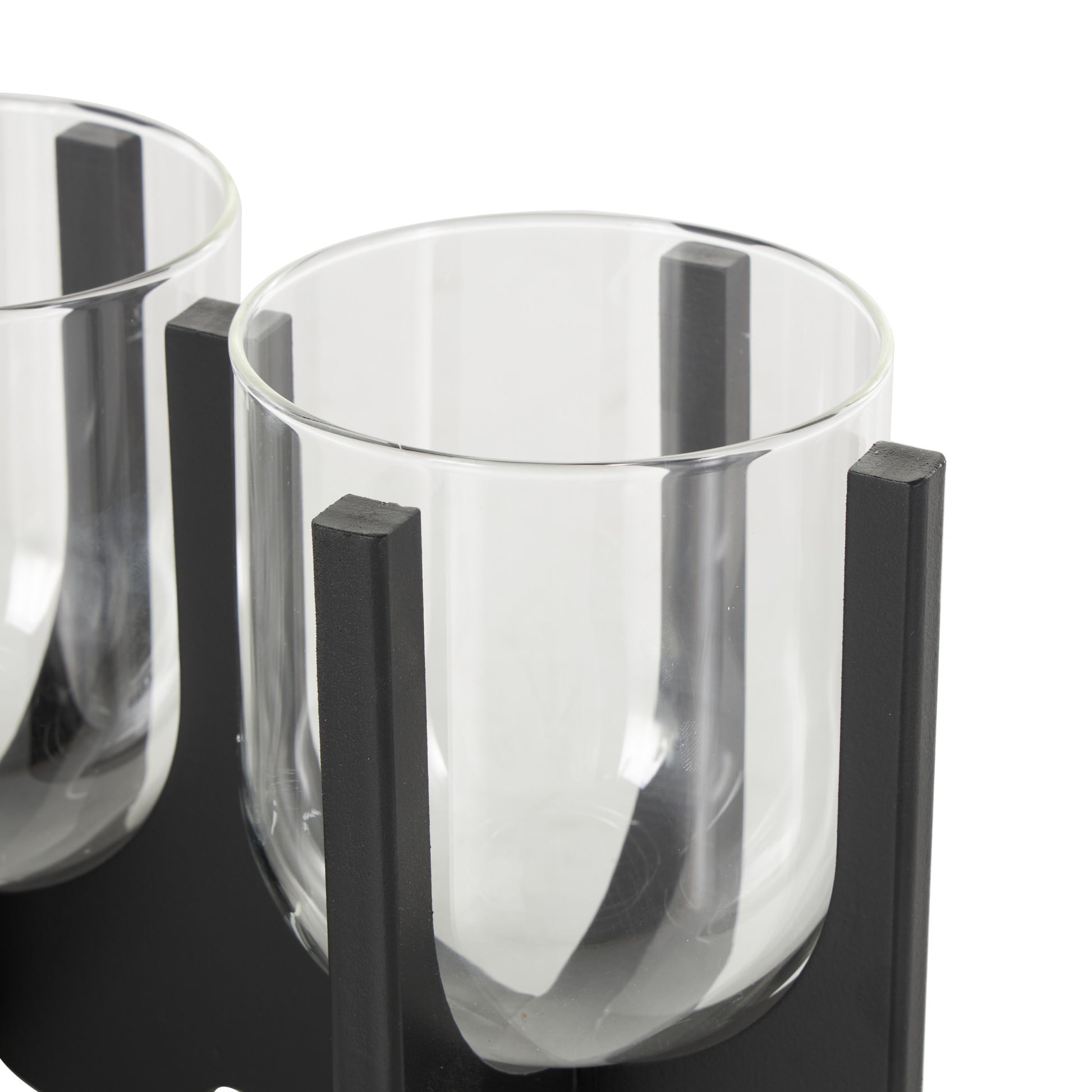 Black Wood Hurricane Decorative Candle Holder