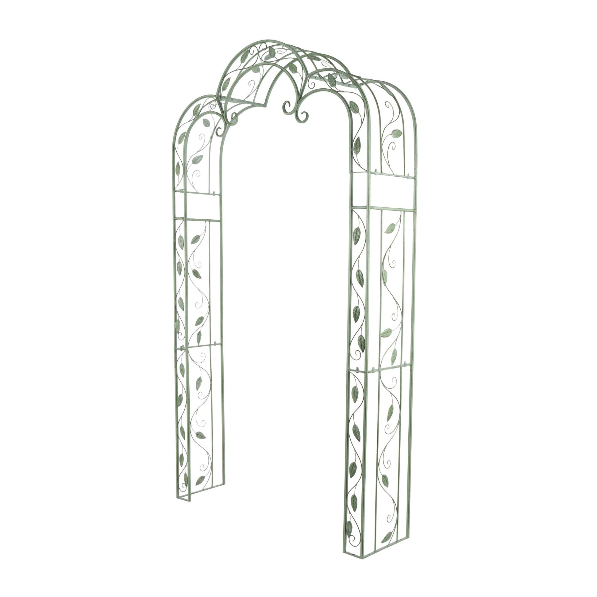 Leaf Green Metal Indoor Outdoor Arched Vine Indoor Outdoor Garden Arbor