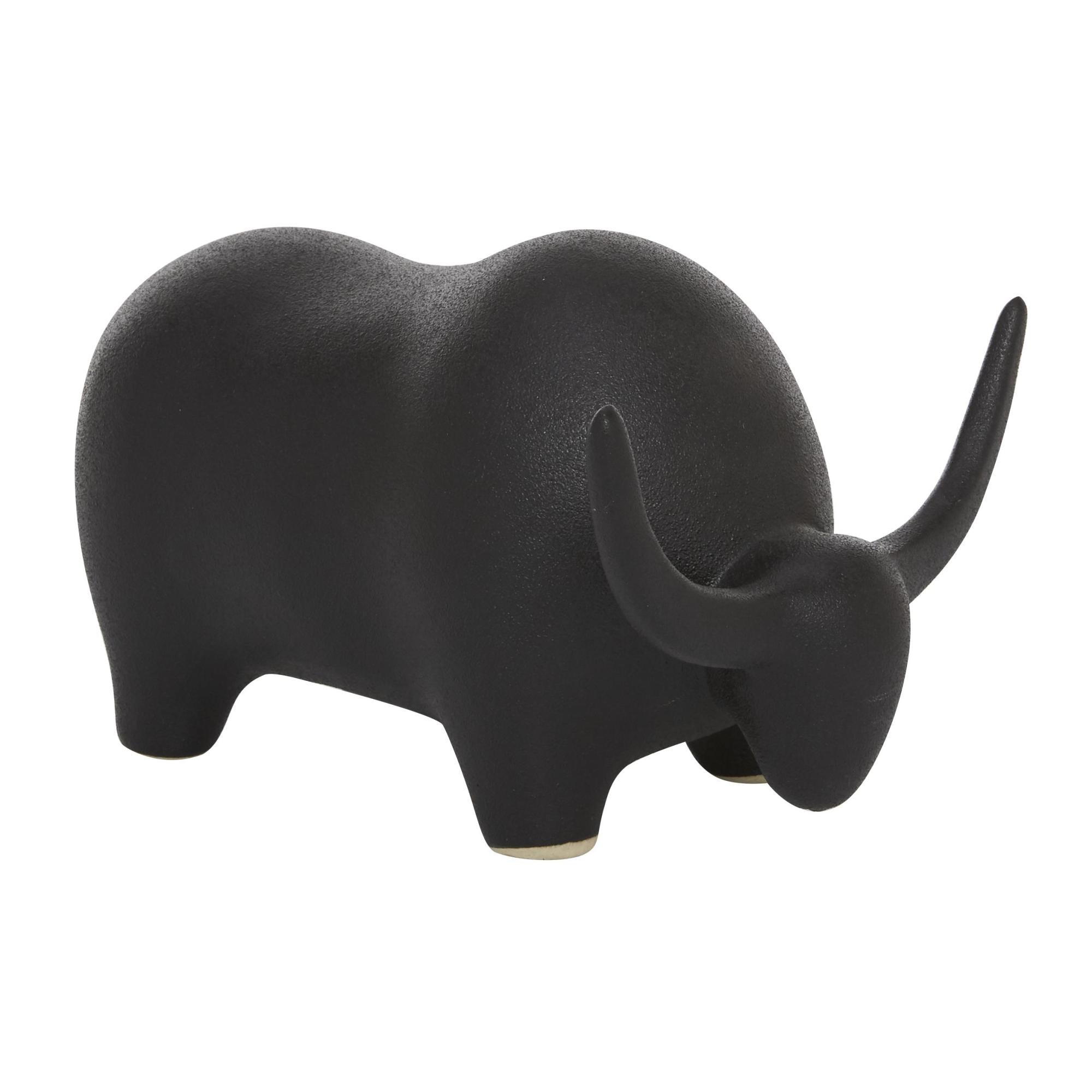 Bull Black Ceramic Decorative Sculpture