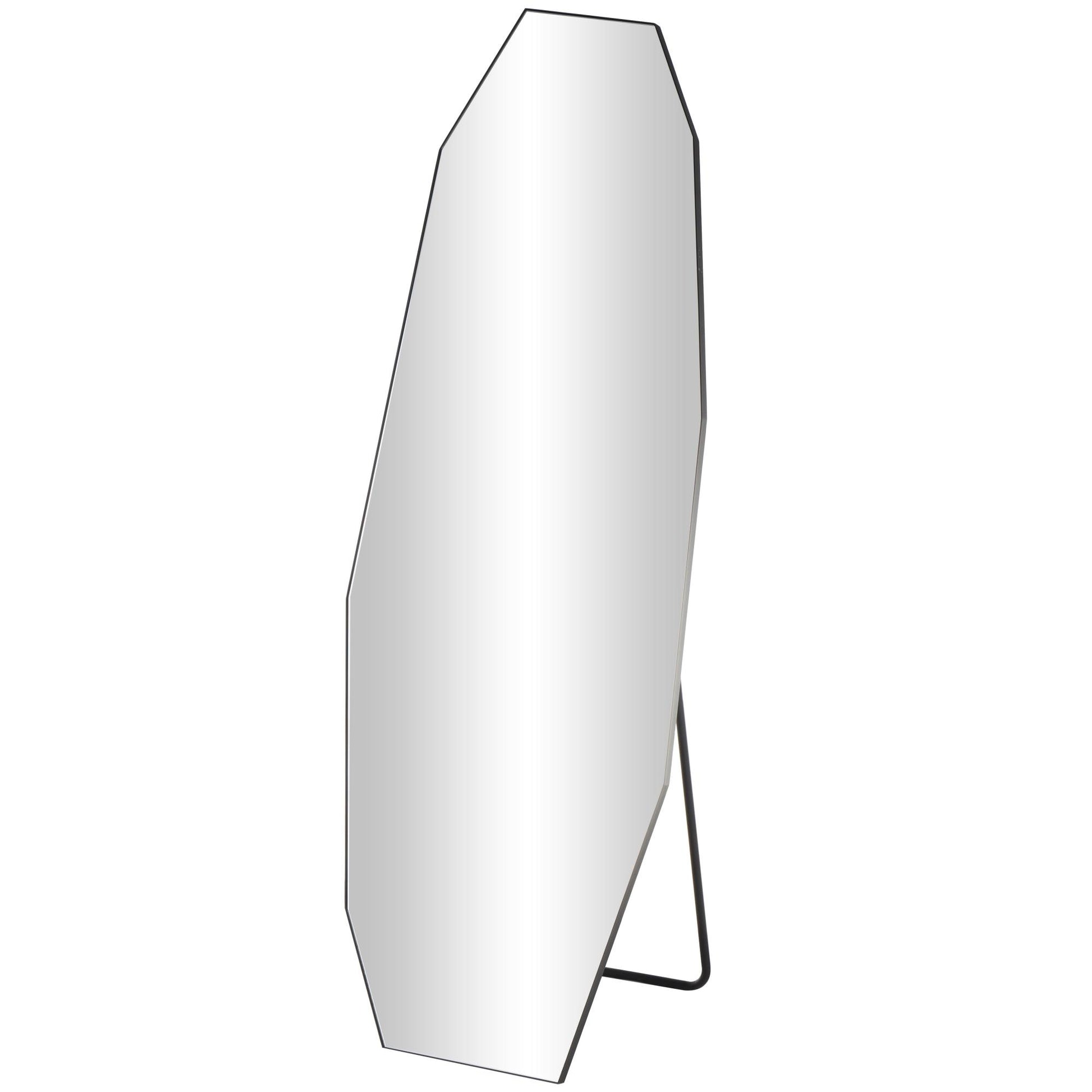 Geometric Black Metal Foldable Freestanding Decagon Room Floor Mirror