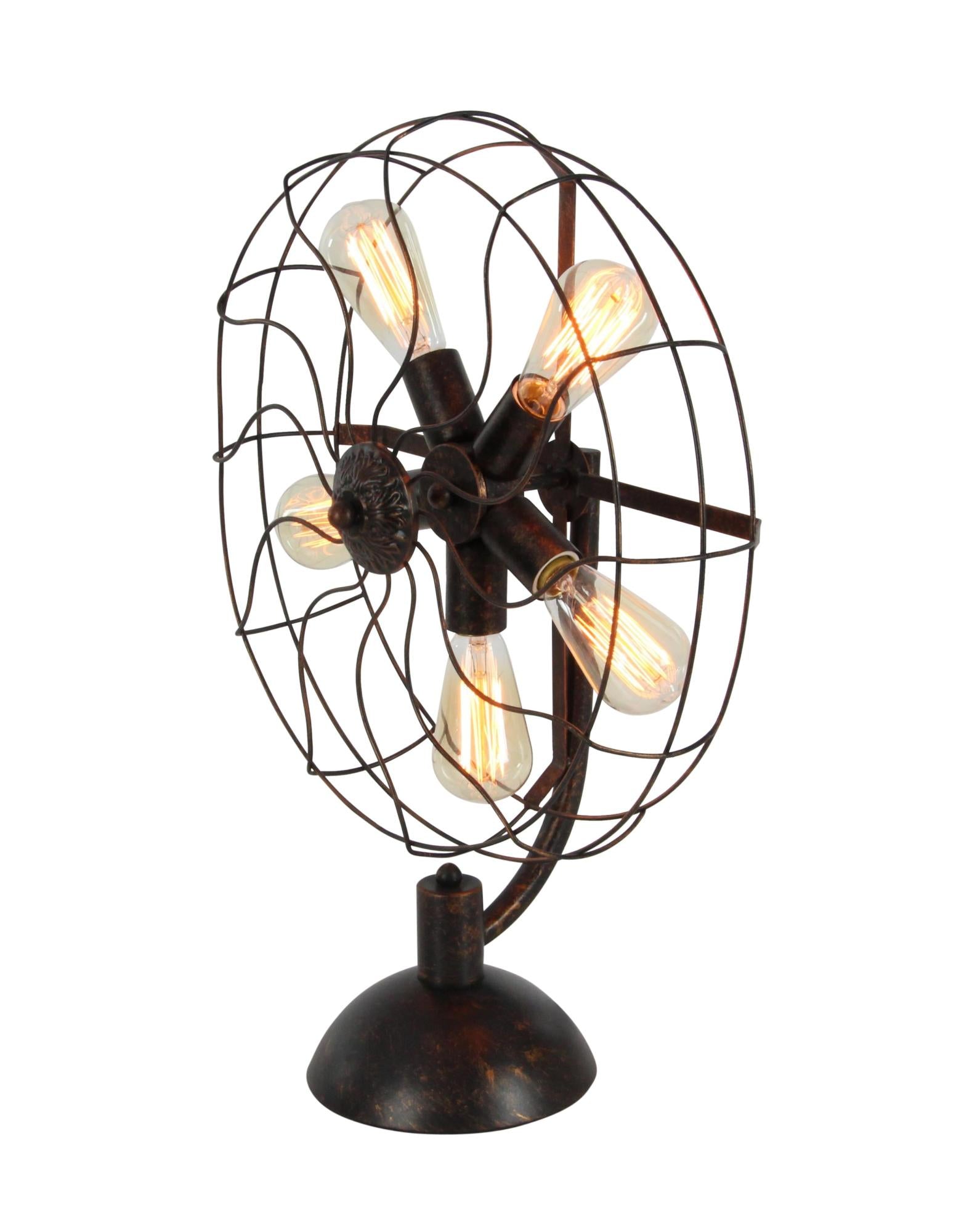 Fan Bronze Metal Vintage 5 Bulb Room Accent Lamp