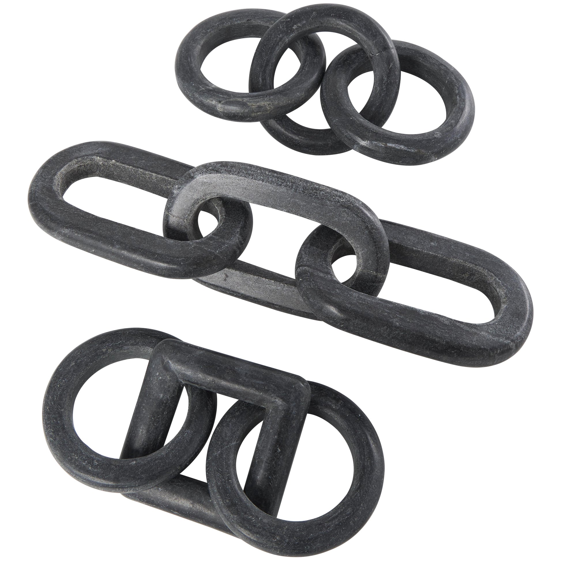 Set of 3 Chain Marble Handmade 3 Link Decorative Sculpture with Various Shapes