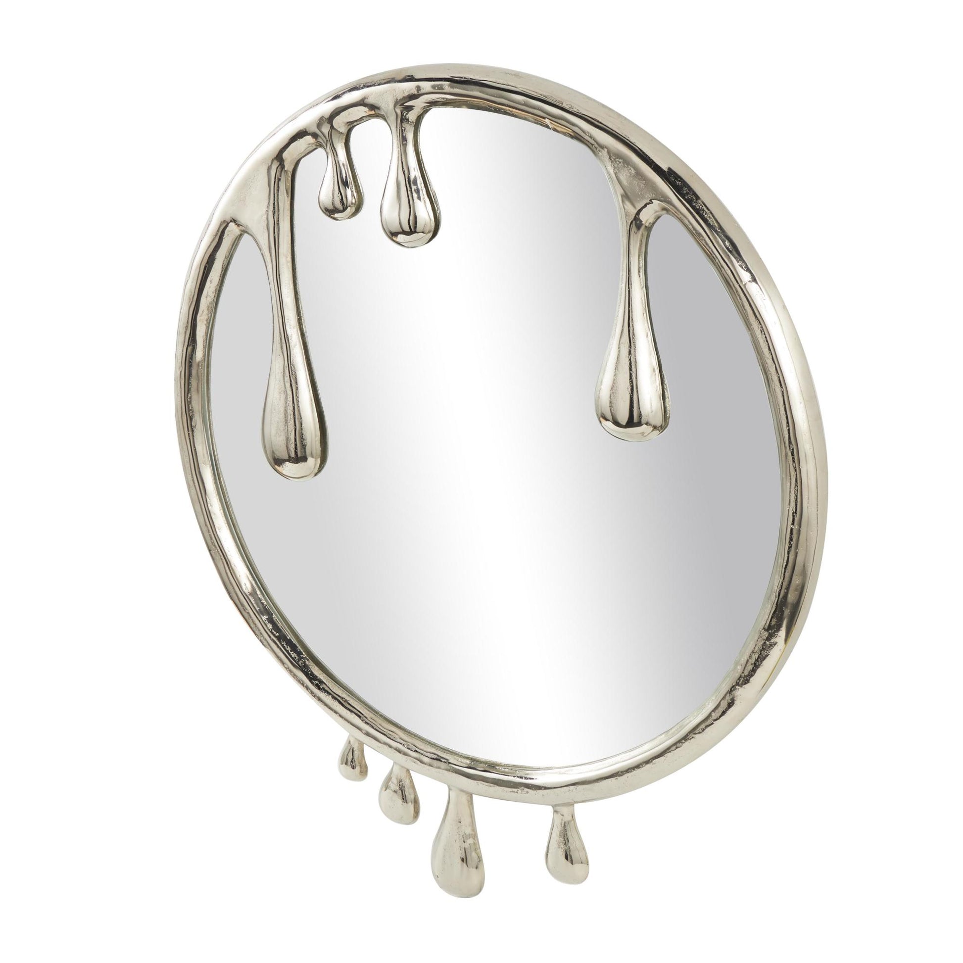 Abstract Aluminum Metal Drip Room Wall Mirror with Melting Designed Frame