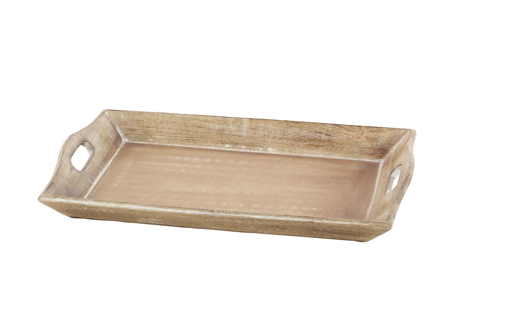 Set of 2 Brown Wooden Living Room Decor Tray