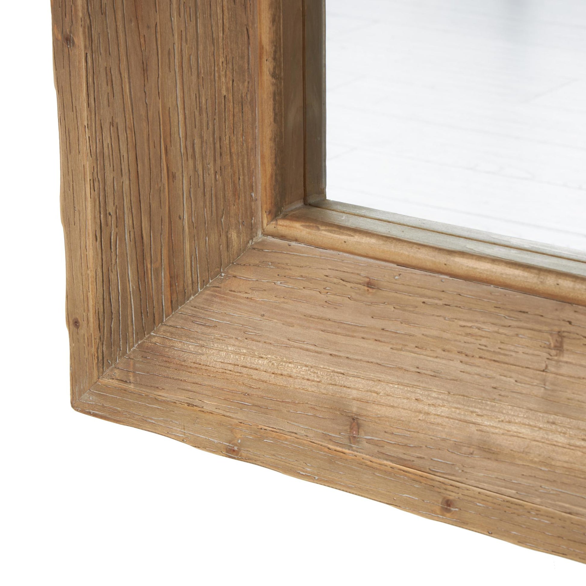 Brown Wood Room Floor Mirror with Natural Wood Grains